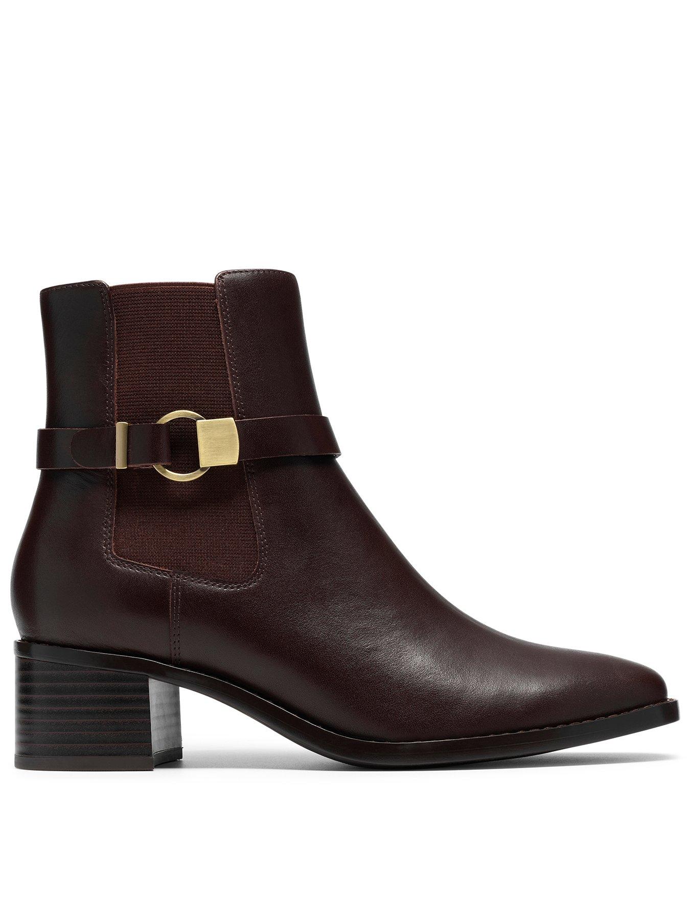 Clarks Wrenn Buckle Leather Boot - Dark Brown