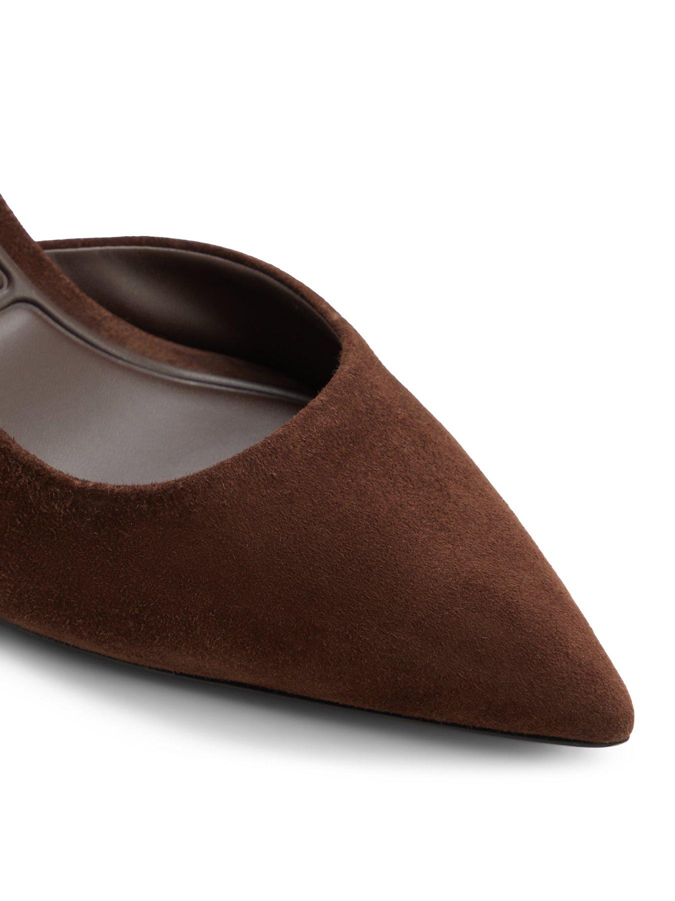 Image 5 of 5 of Aldo Stessylowsling Pointed Toe Slingback Kitten Heel - Brown Suede