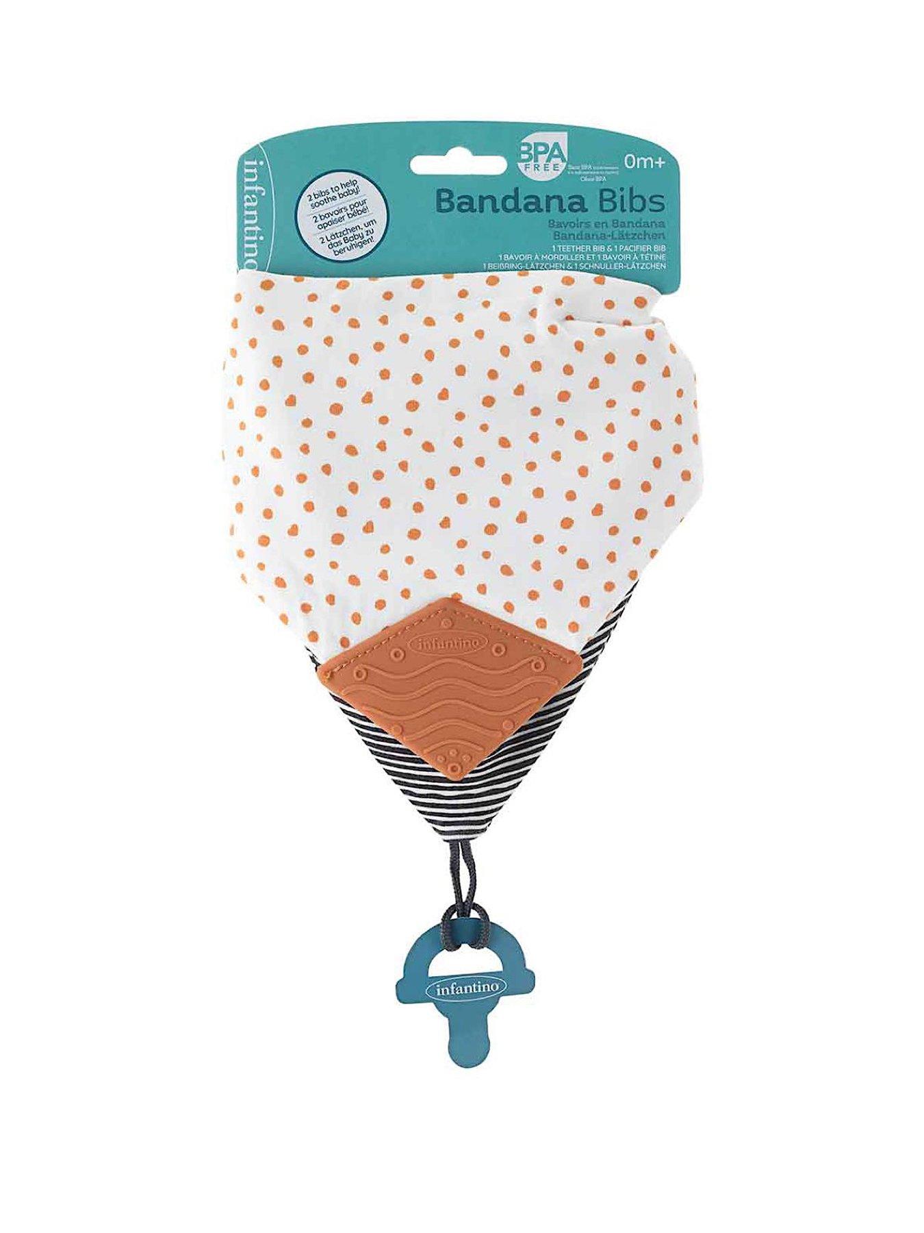 Image 1 of 3 of Infantino Bandana Teether & Pacigrip Bib 2 Pack (Dots & Stripes)