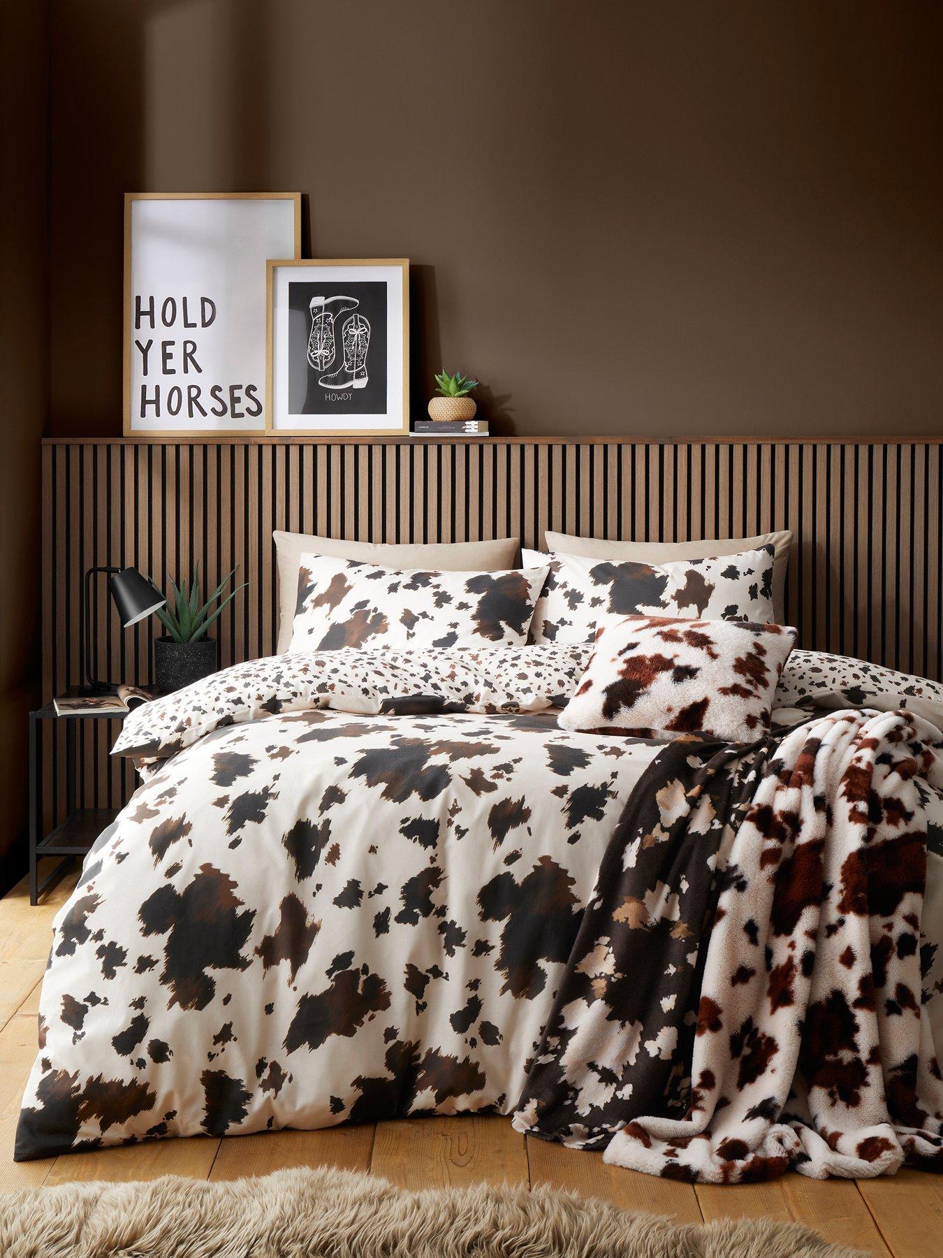 Image 5 of 5 of Fusion Cow Print Faux Fur Bedspread In Natural