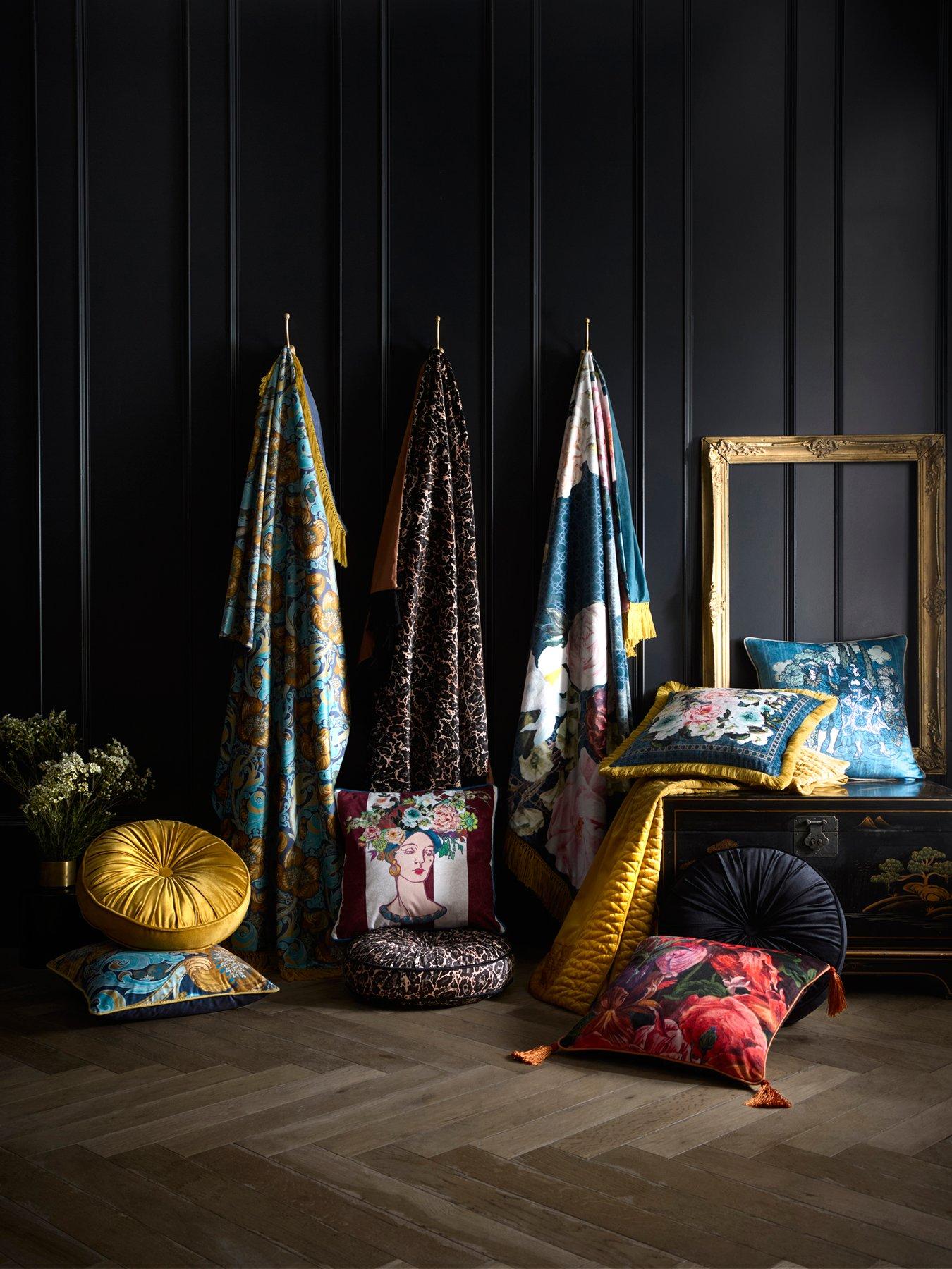 Image 4 of 4 of Laurence Llewelyn-Bowen Round Pleat Round Cushion In Ochre