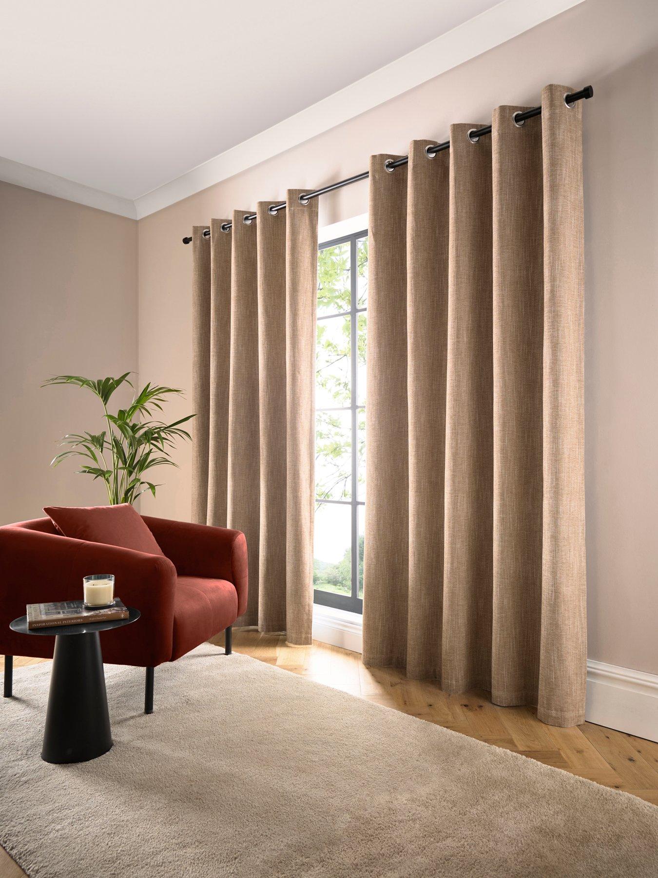 Curtina Boucle Chenille Woven Blackout Eyelet Curtains
