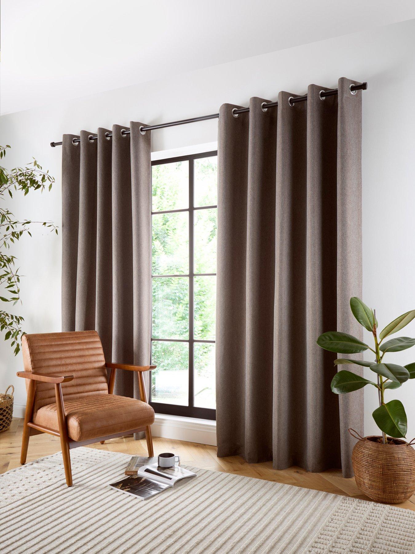 B&Q - Plain Twill Woven Natural Blackout Eyelet Curtains - Image 2