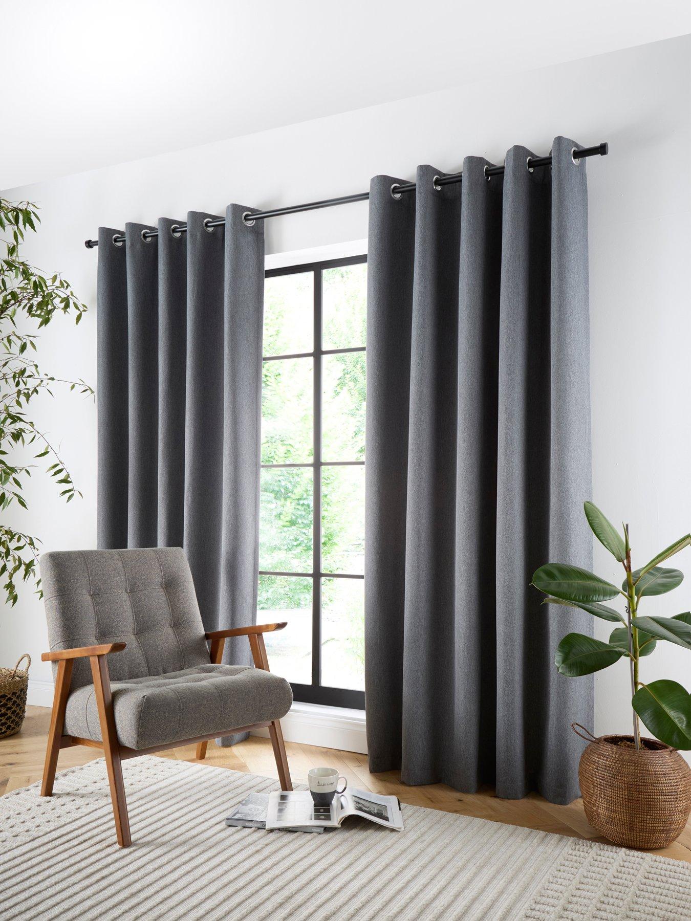 Curtina Plain Twill Woven Blackout Eyelet Curtains