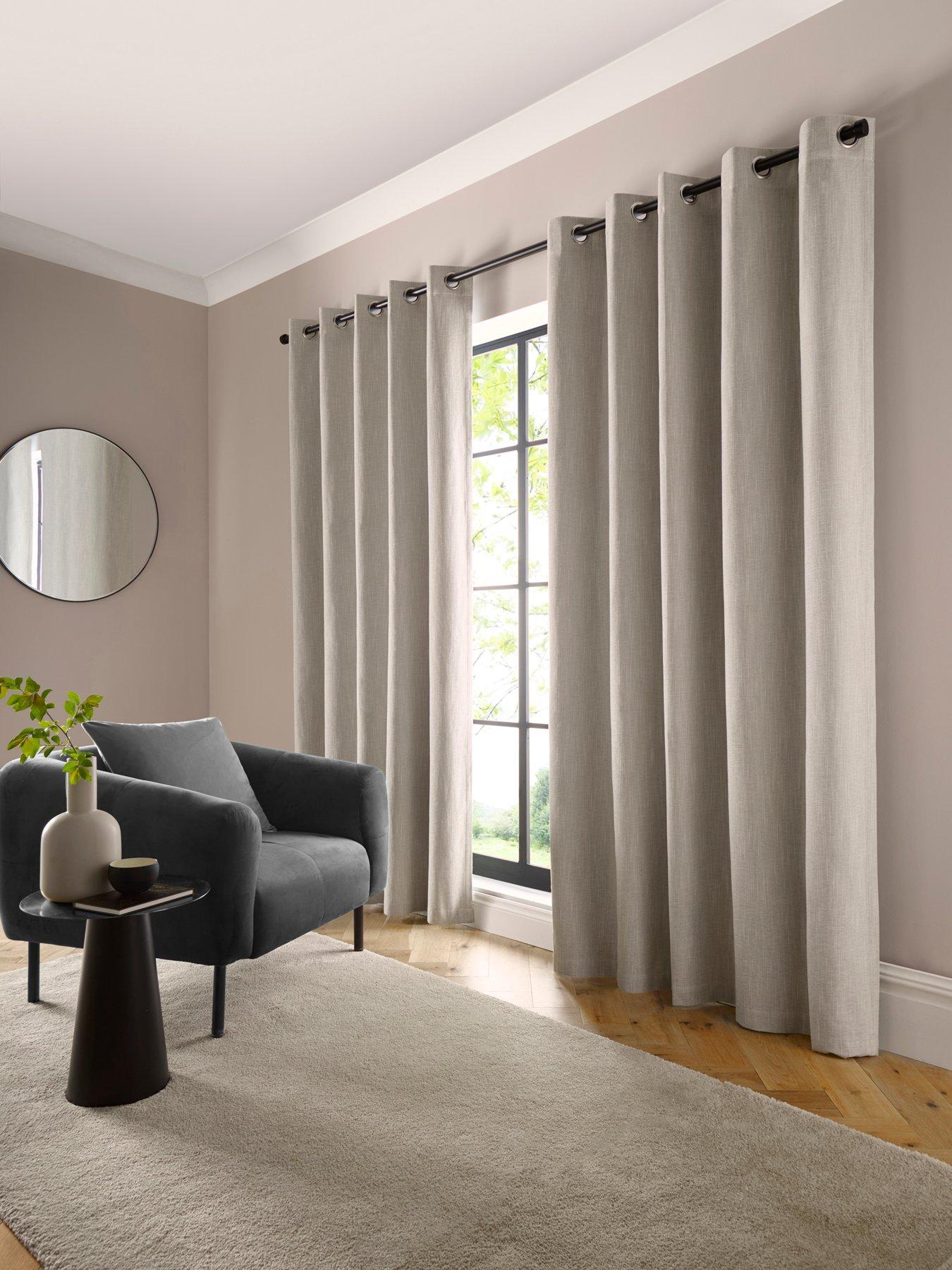 Curtina Boucle Chenille Woven Blackout Eyelet Curtains