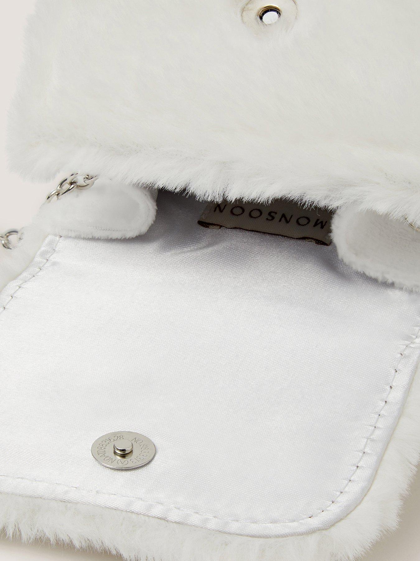 Image 4 of 4 of Monsoon Girls Fluffy Pearl Bow Bag - Light Cream