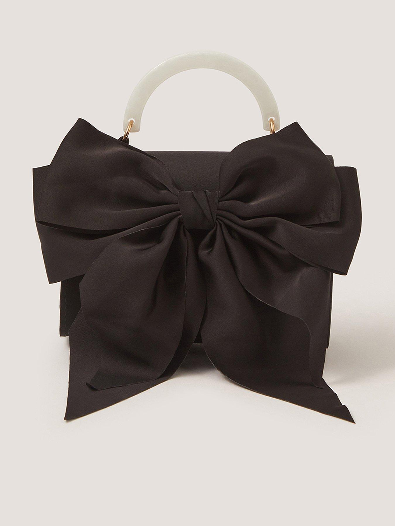 Image 1 of 4 of Monsoon Girls Satin Bow Mop Handle Bag - Black