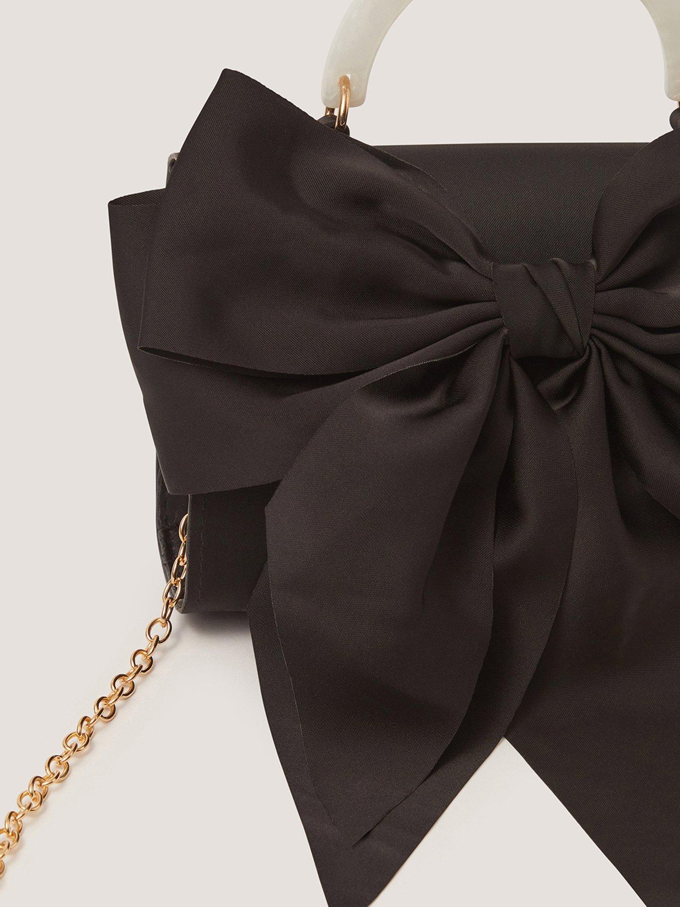 Image 4 of 4 of Monsoon Girls Satin Bow Mop Handle Bag - Black
