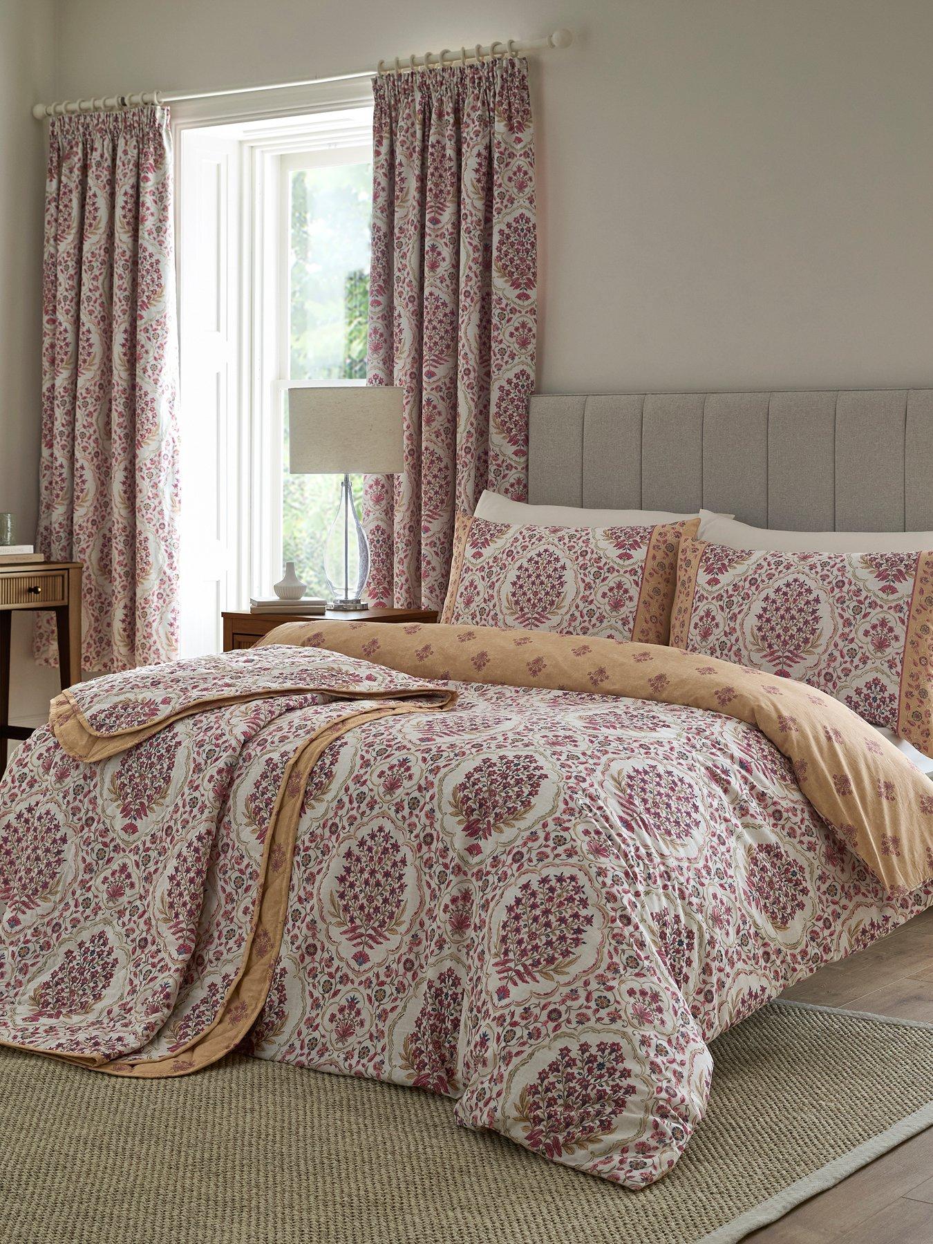 Image 4 of 4 of Dreams & Drapes Ashmead Pencil Pleat Curtains In Berry