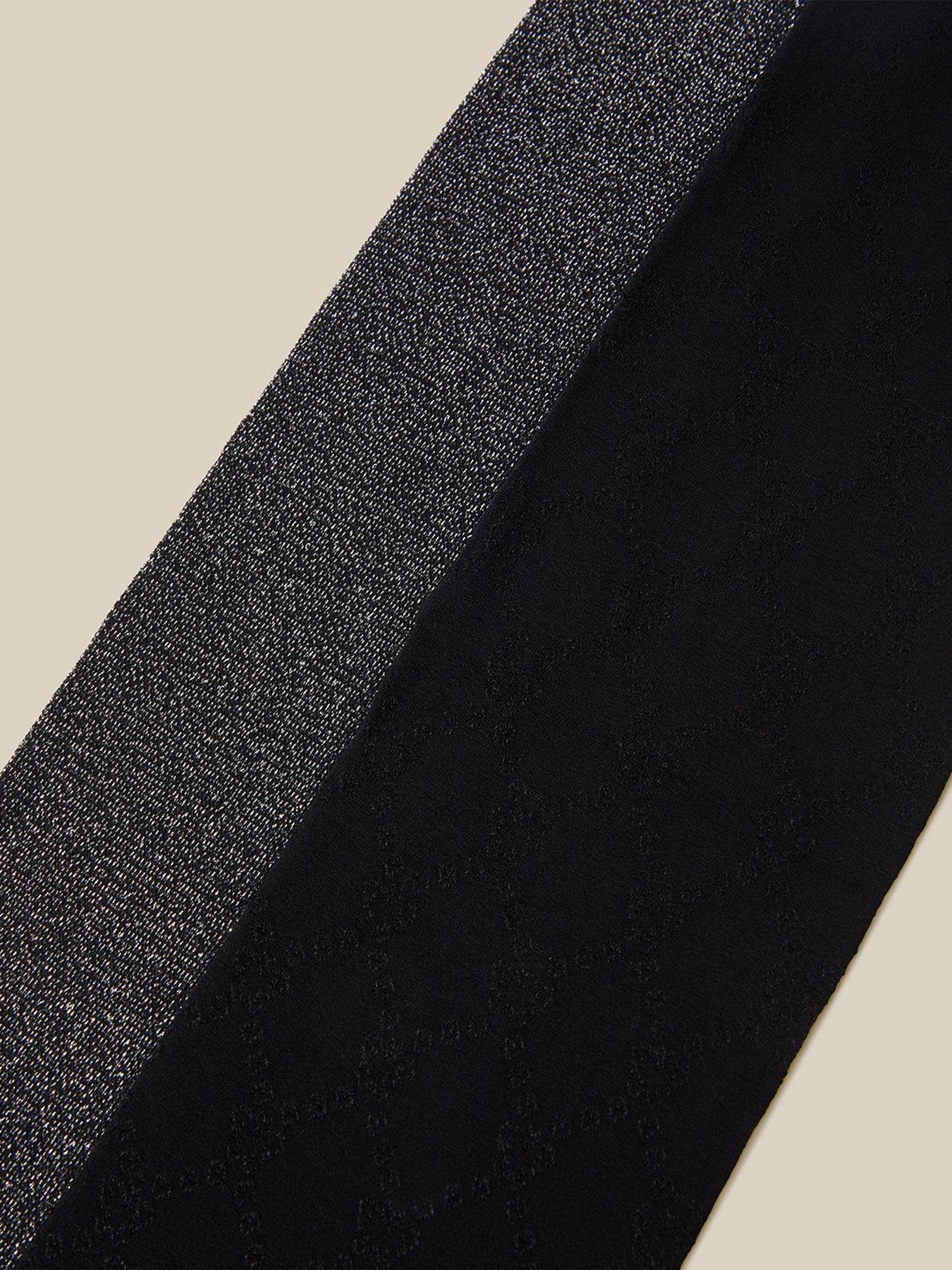 Image 3 of 3 of Monsoon Girls 2 Pack Sparkle Diamond Pattern Tights - Black