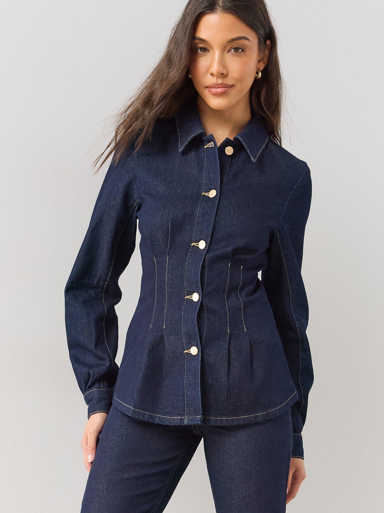 The Very Collection Cinched Waist Shirt Co-Ord - Dark Wash