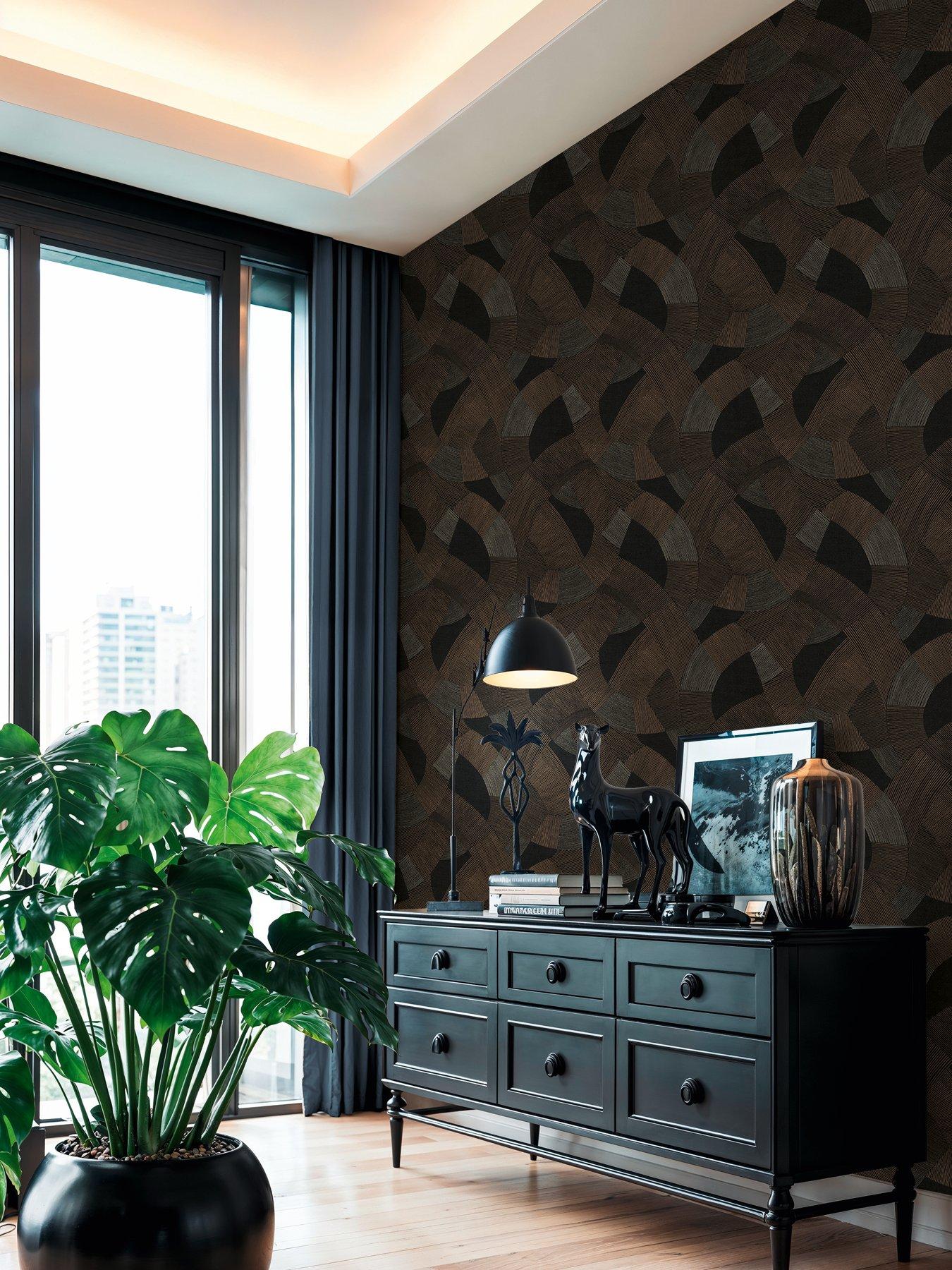 AS Creation Cuba  Geo Brown Non woven Wallpaper