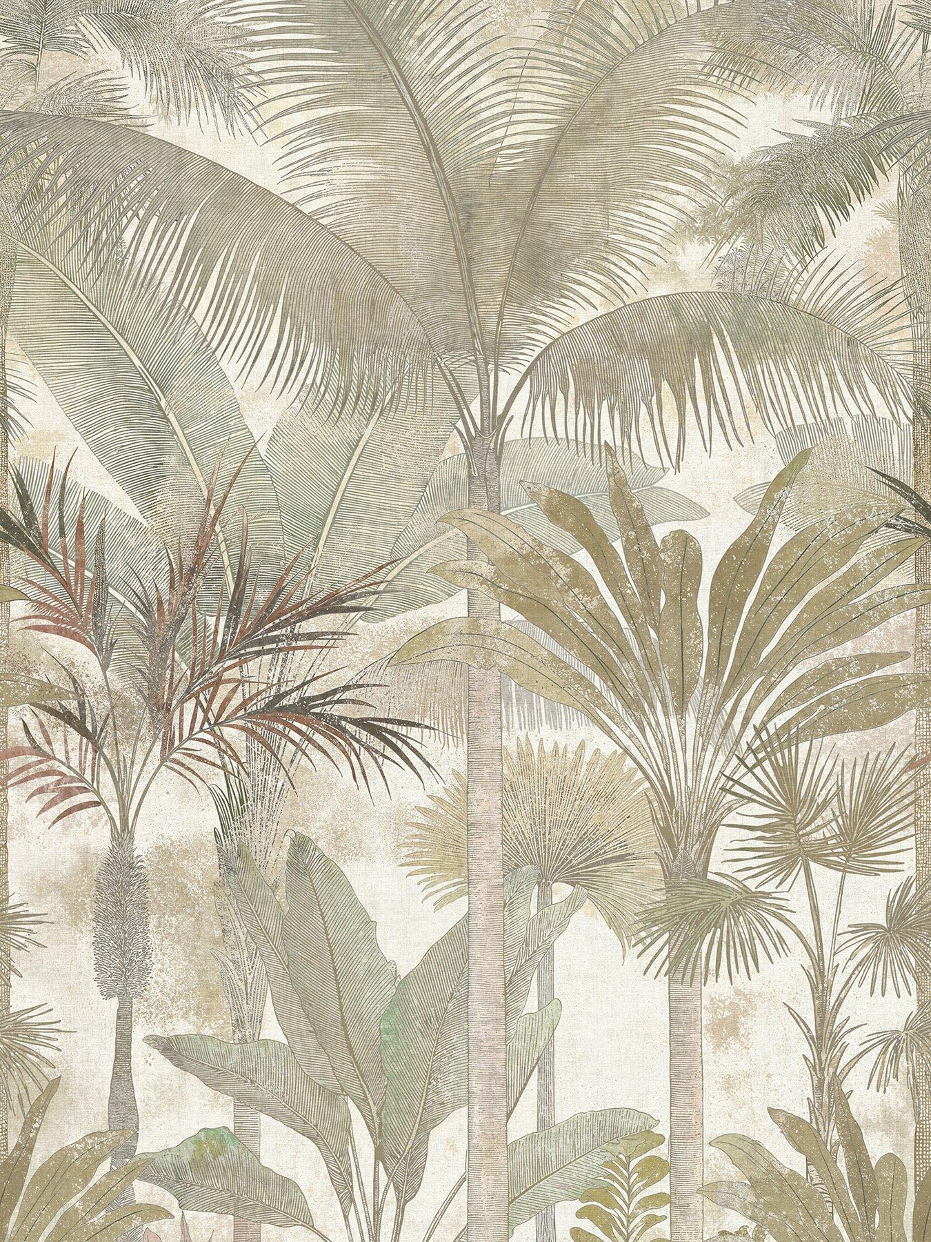 Image 2 of 4 of AS Creation Cuba  Panel Palms Beige Mural