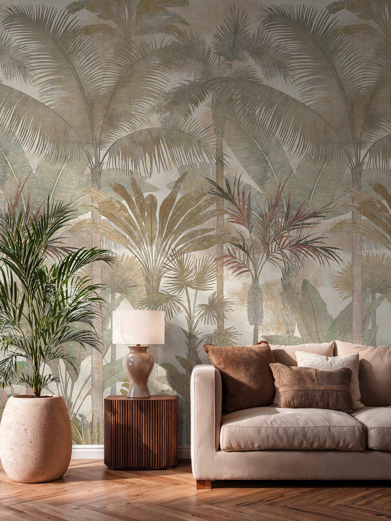 Image 4 of 4 of AS Creation Cuba  Panel Palms Beige Mural