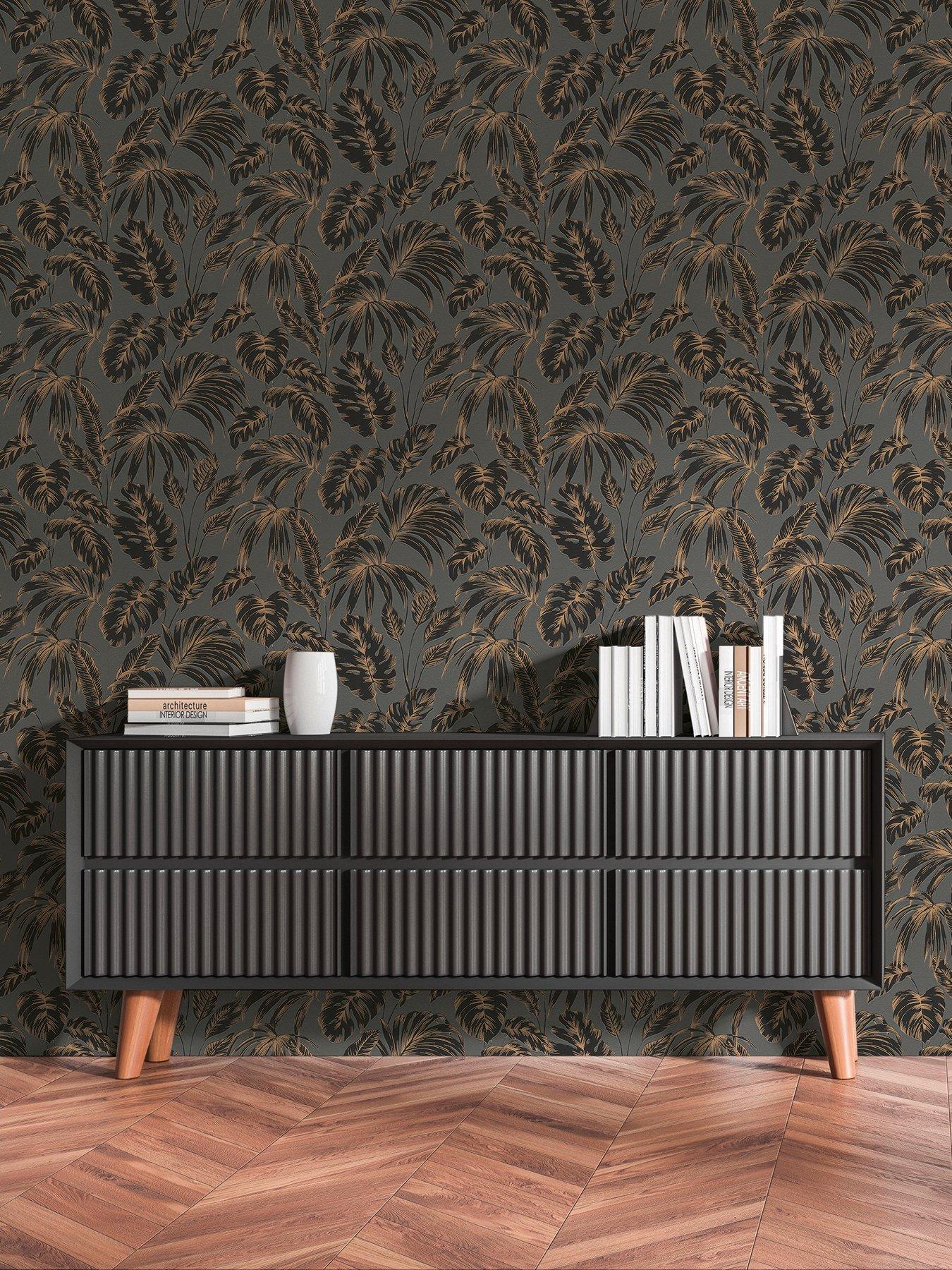 Image 1 of 4 of AS Creation Attractive Havana Leaf Brown Non woven Wallpaper