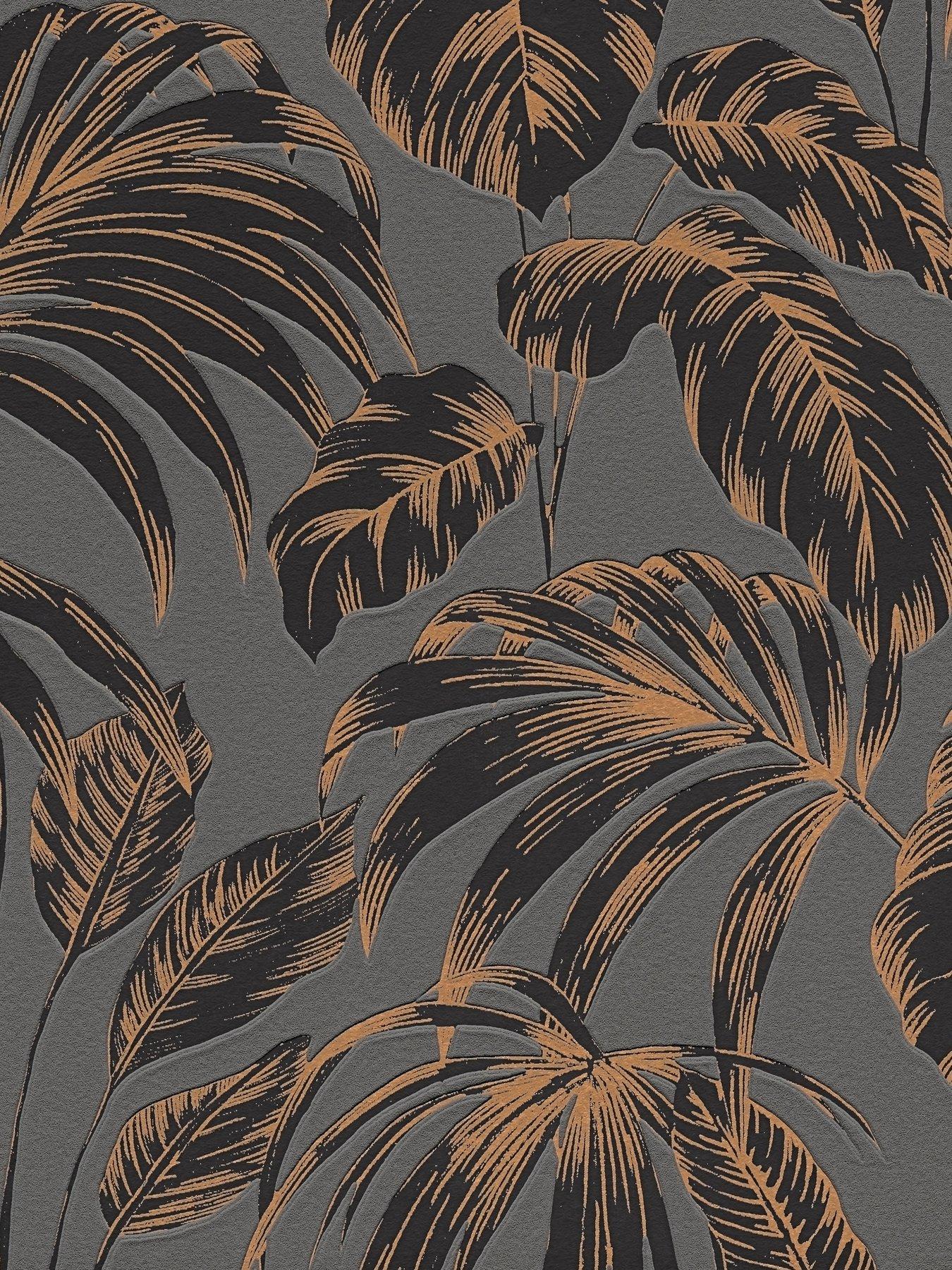 Image 2 of 4 of AS Creation Attractive Havana Leaf Brown Non woven Wallpaper