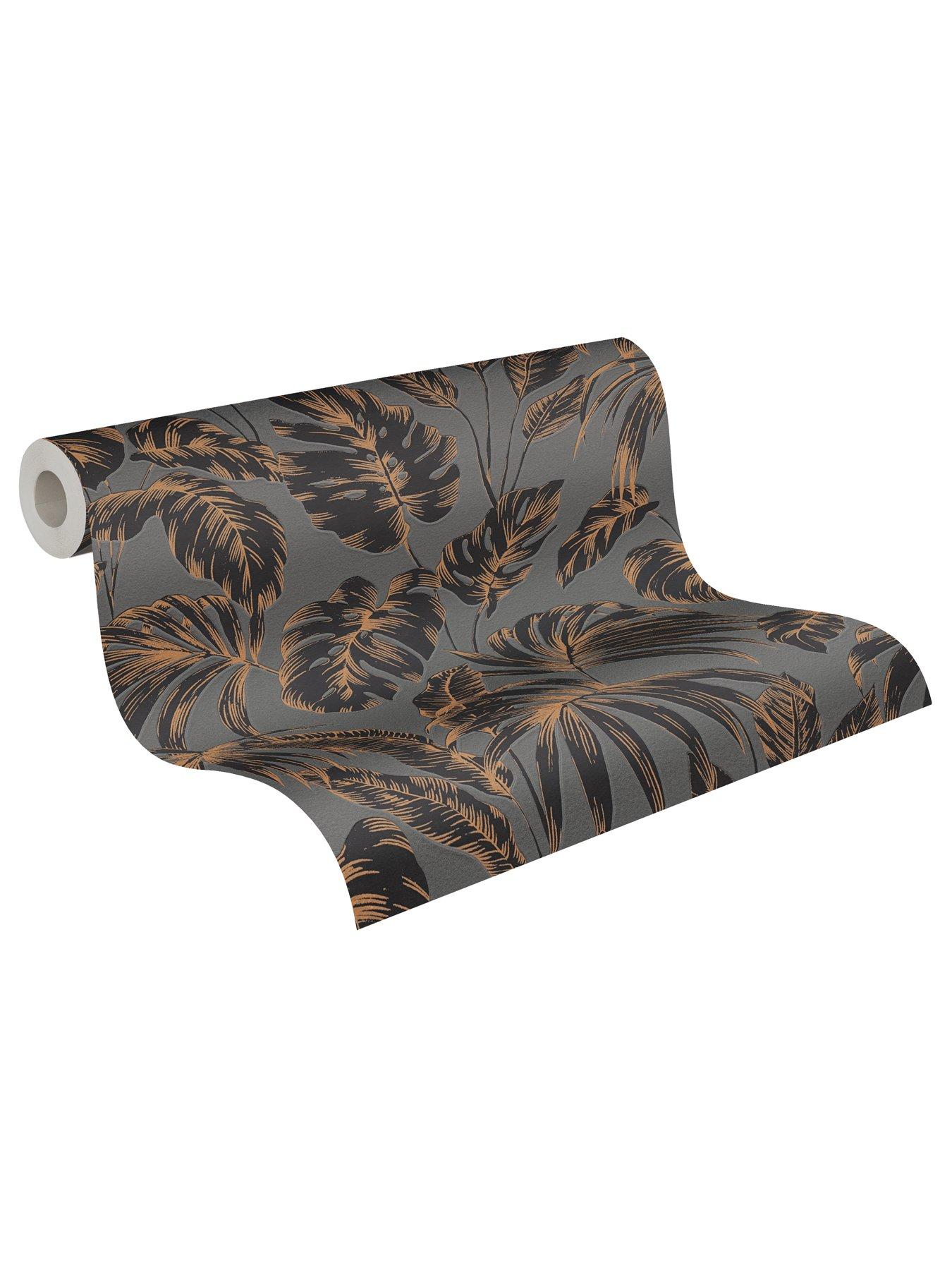 Image 3 of 4 of AS Creation Attractive Havana Leaf Brown Non woven Wallpaper