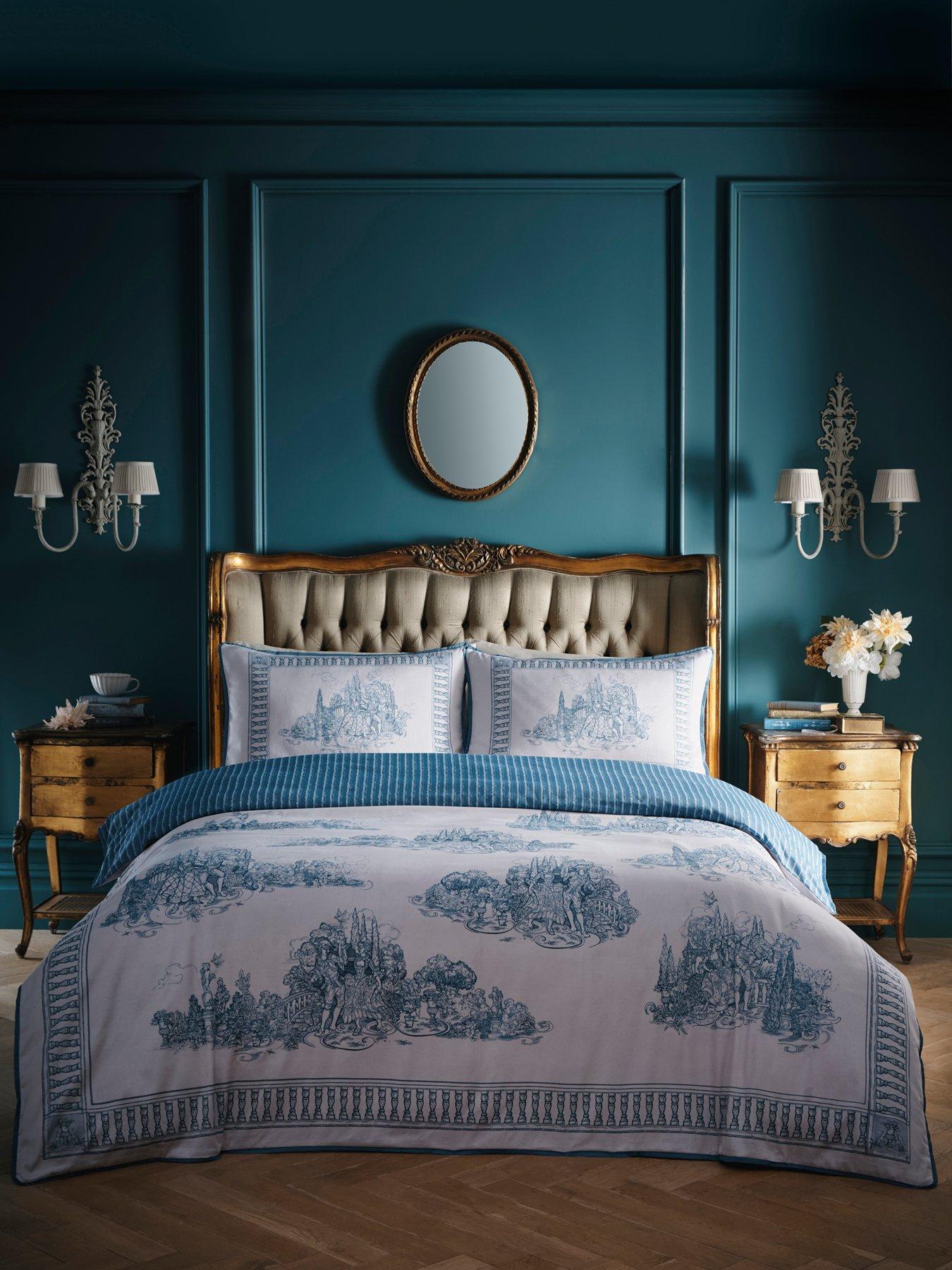 Laurence Llewelyn-Bowen Unisex Blue 'Tuscan Toile' 100% Cotton Duvet Cover Set In | : Super King - Image 4
