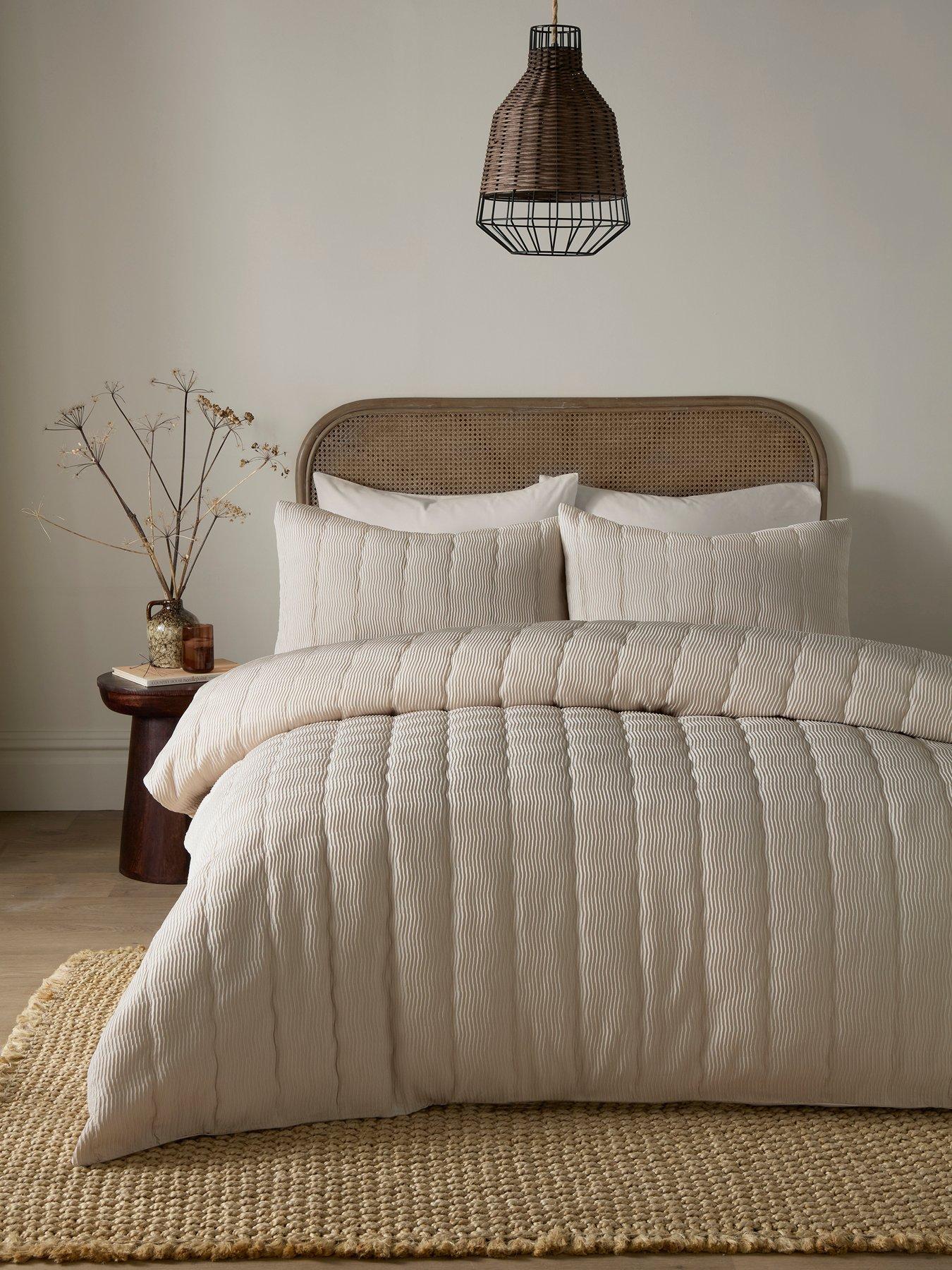 Serene Crinkle Wave Duvet Cover Set In Natural