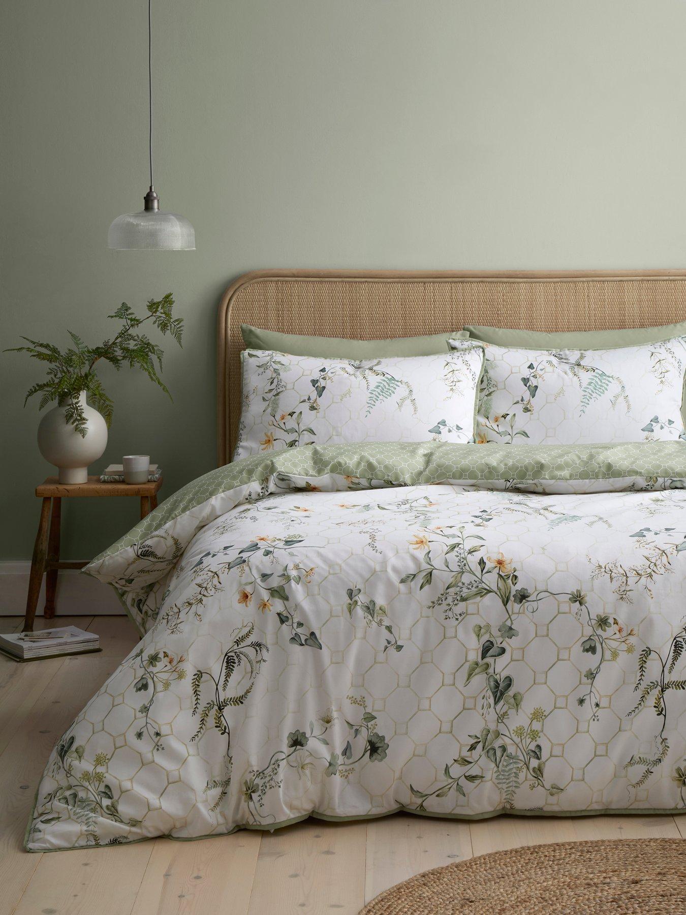 Appletree Green Heritage Floral Trellis 100% Cotton Duvet Cover Set - Image 3