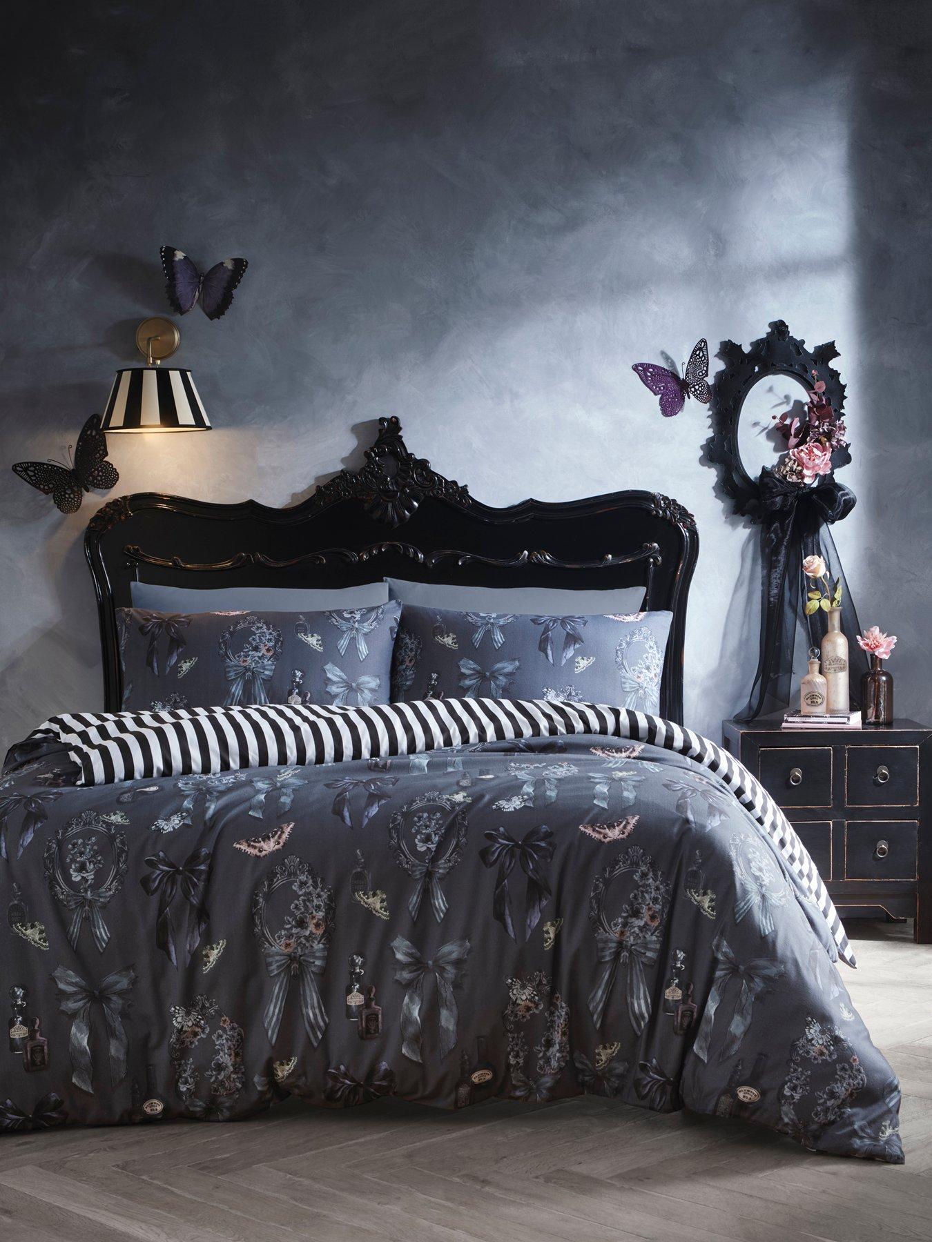 Fusion Bows Noir Duvet Cover Set In Grey