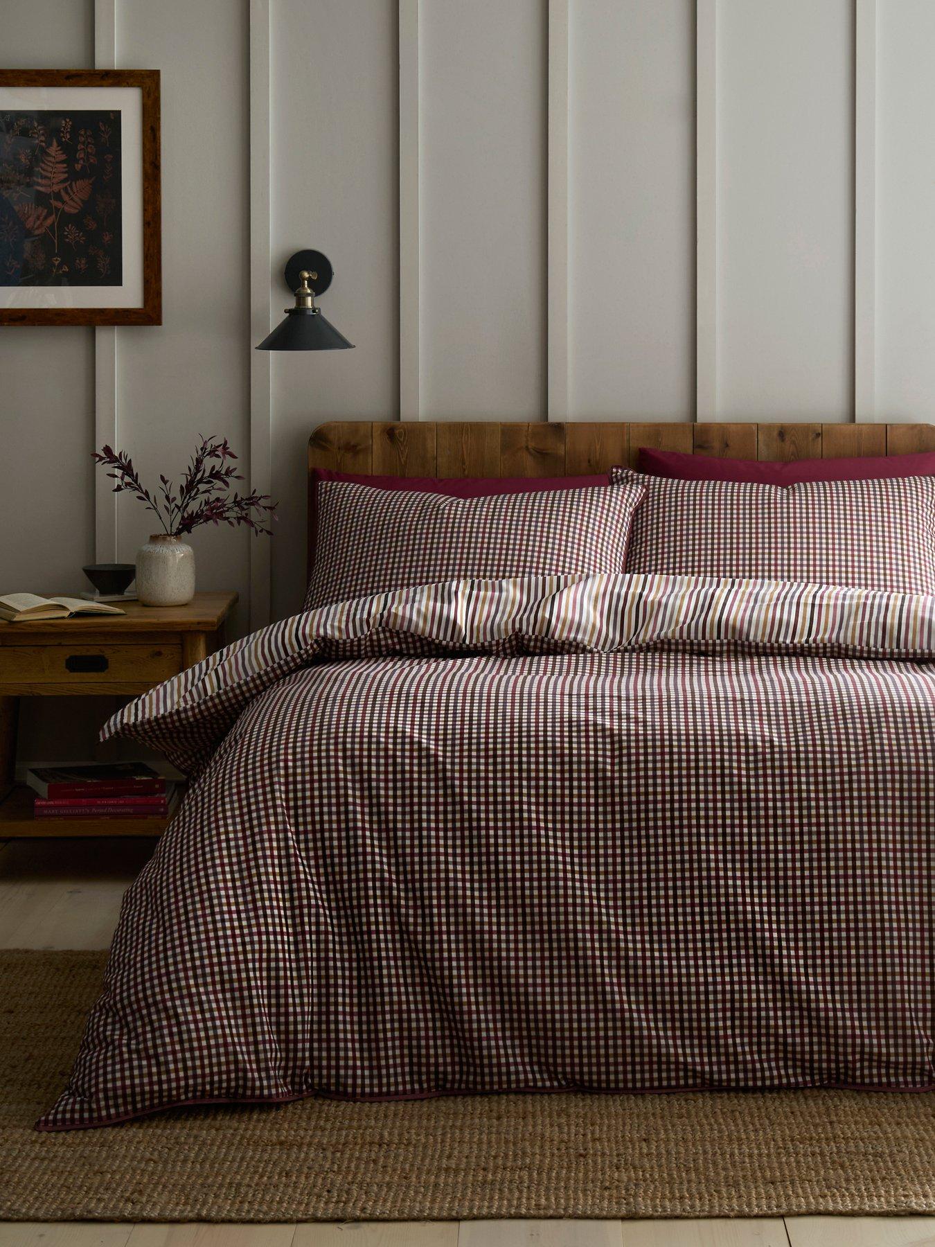 Image 1 of 5 of Appletree Micro Check Duvet Cover Set In Berry