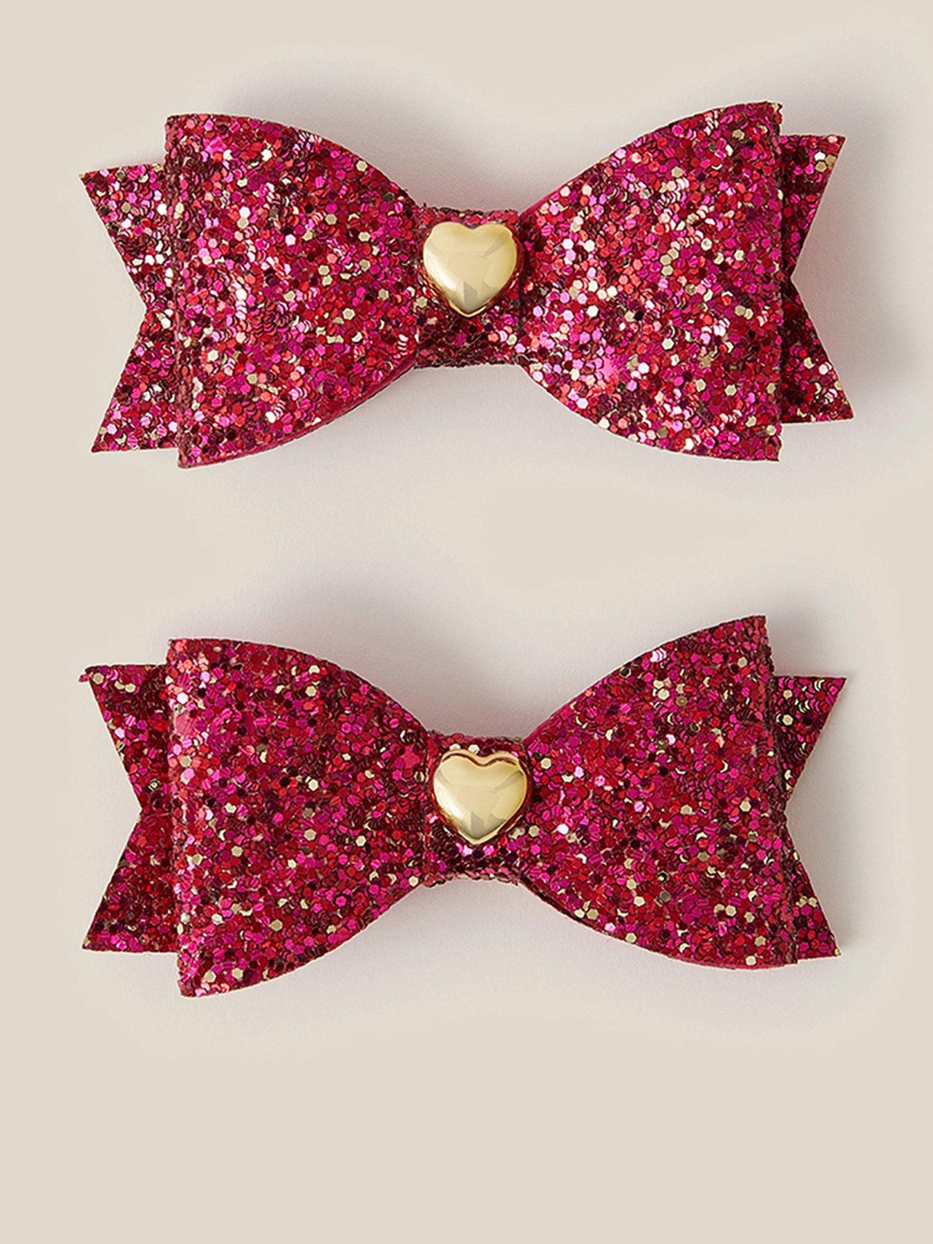 Image 1 of 2 of Monsoon Girls 2 Pack Glitter Bow Clips - Cherry