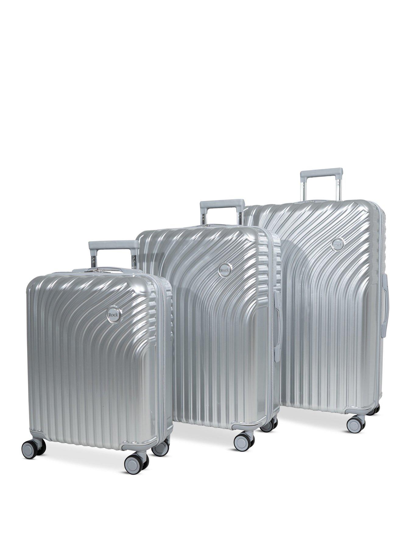 Image 1 of 3 of Rock Luggage Vesta Silver 3pc Set Suitcases