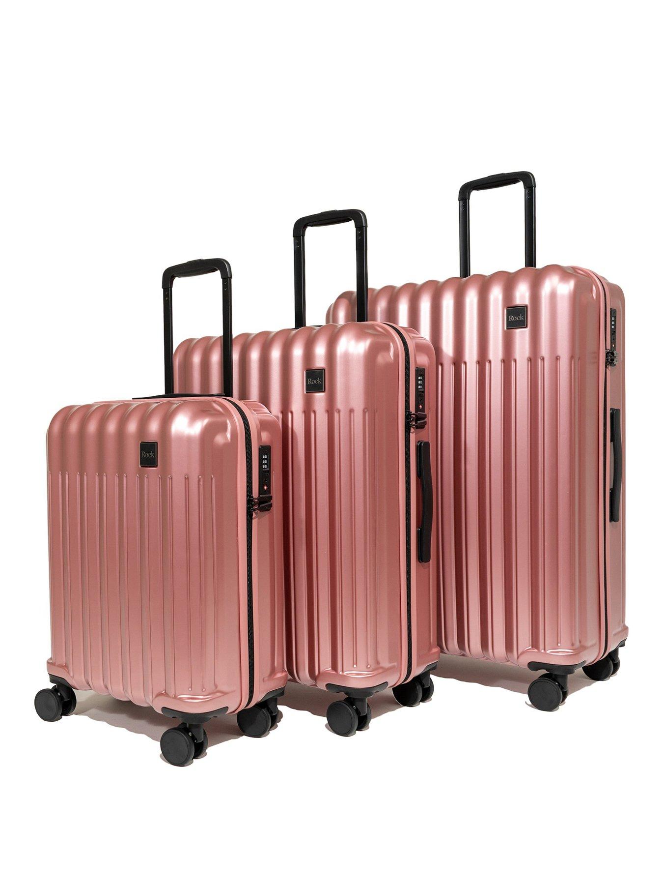 Image 1 of 7 of Rock Luggage Luna Pink 3pc Set Suitcases