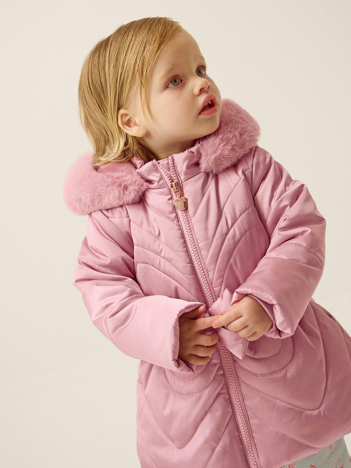Image 1 of 4 of Monsoon Baby Girls Metallic Coat - Pink