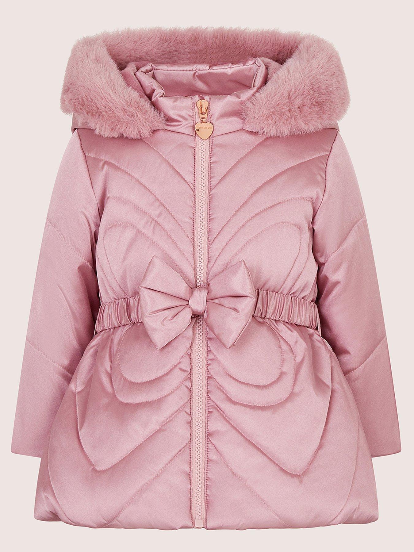 Image 2 of 4 of Monsoon Baby Girls Metallic Coat - Pink