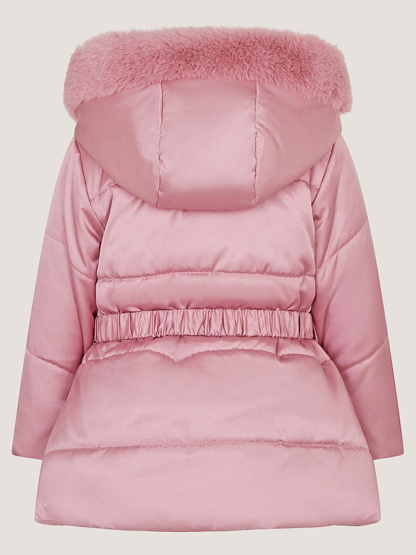 Image 3 of 4 of Monsoon Baby Girls Metallic Coat - Pink