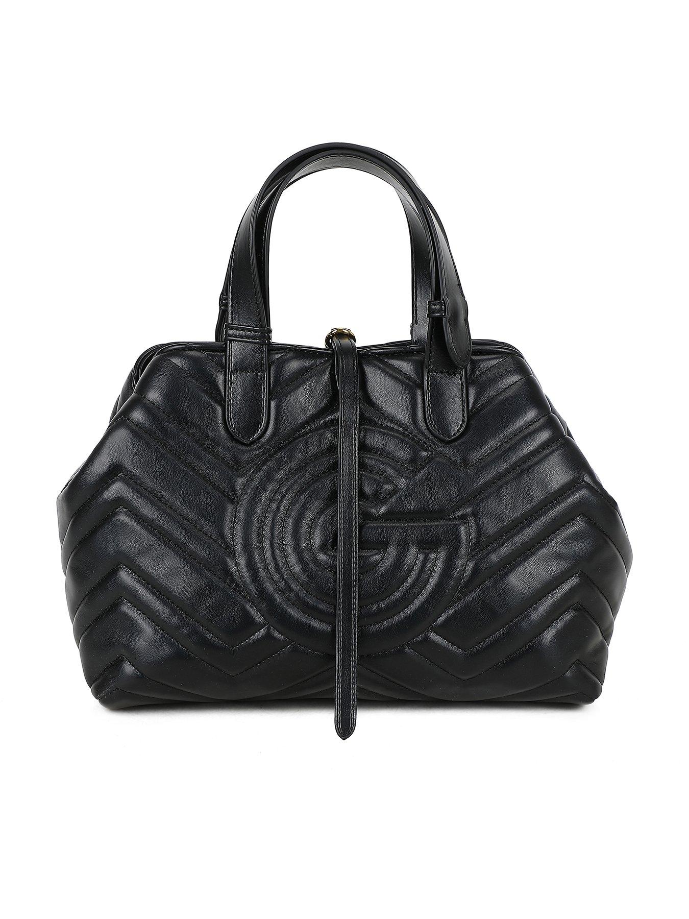 Image 1 of 7 of Gabriella G Designer Gabriella Gucci Women's Quilted Leather Tote Bag with Top Handles - Black