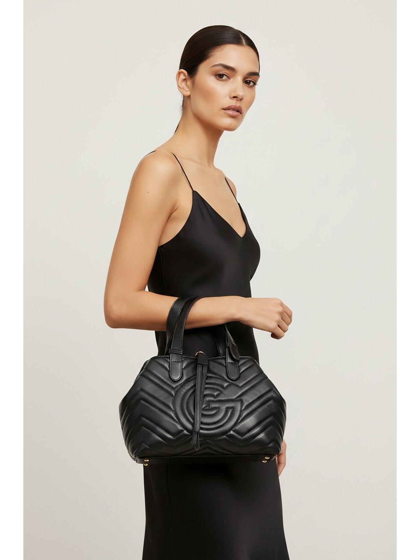 Image 2 of 7 of Gabriella G Designer Gabriella Gucci Women's Quilted Leather Tote Bag with Top Handles - Black