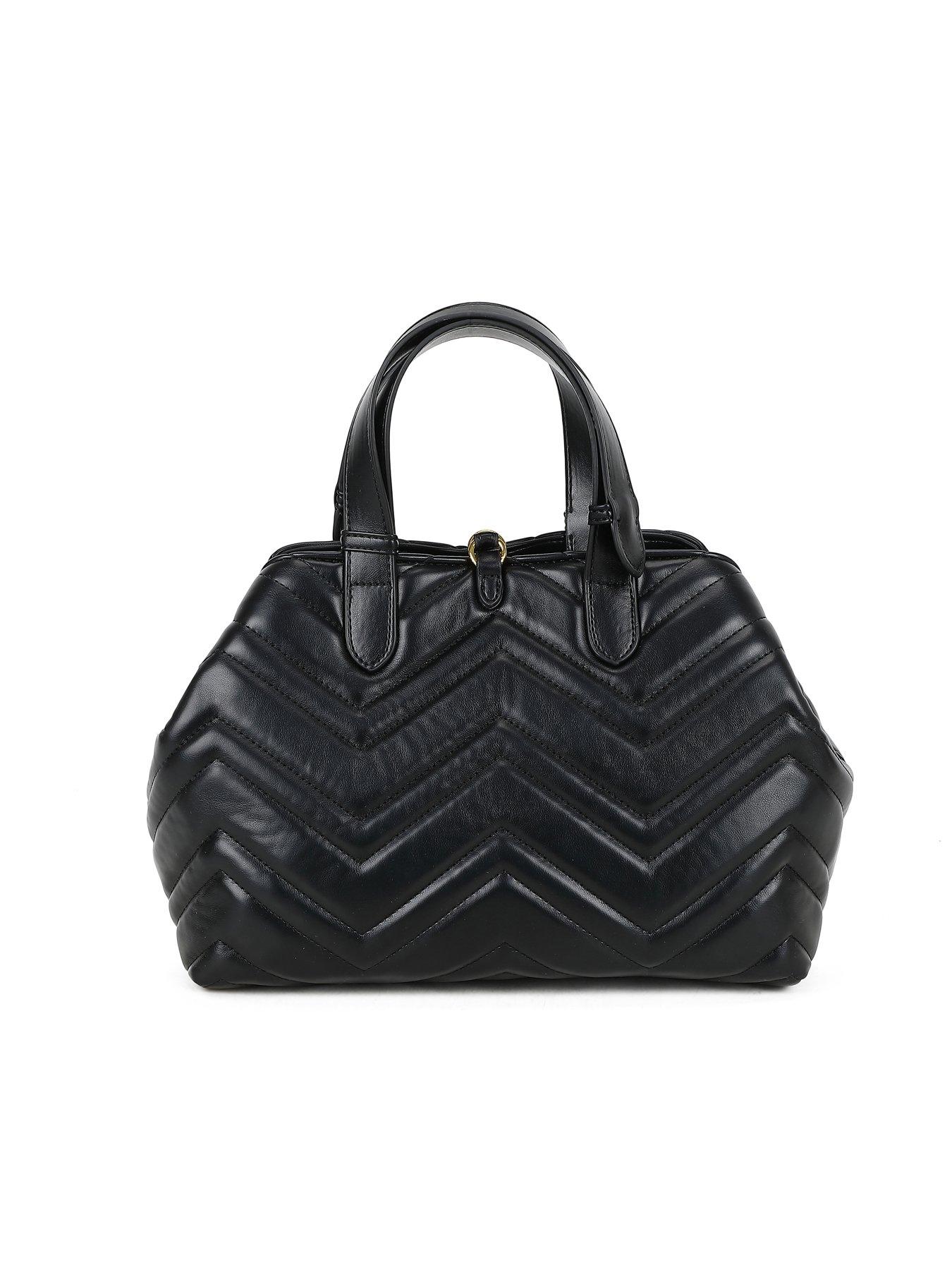 Image 4 of 7 of Gabriella G Designer Gabriella Gucci Women's Quilted Leather Tote Bag with Top Handles - Black