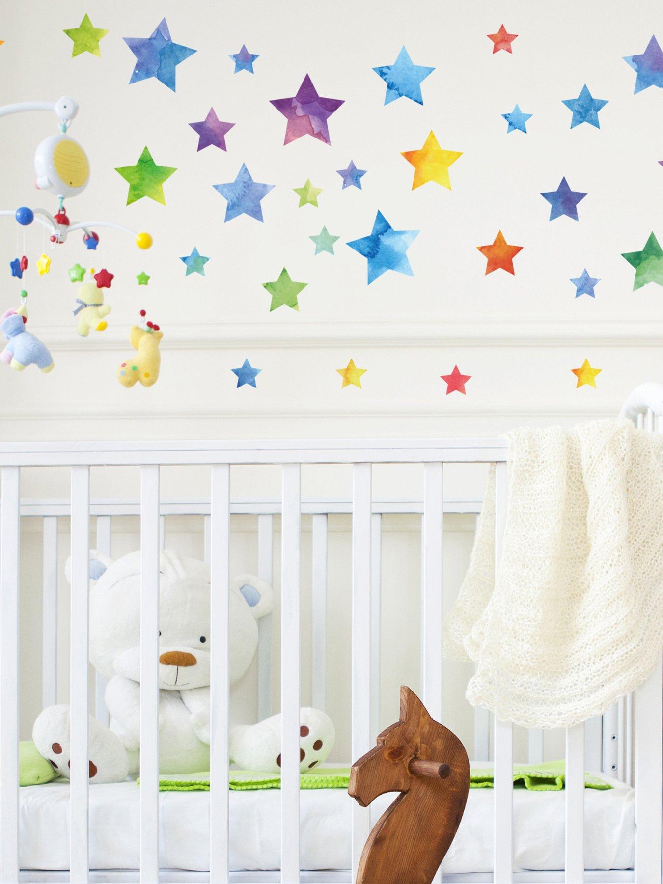 Image 1 of 5 of Walplus Colourful Watercolour Stars Wall Stickers For Kids Nursery Bedroom And Playroom Decor