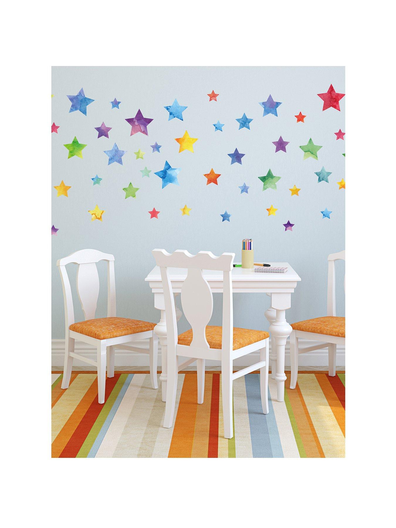 Image 2 of 5 of Walplus Colourful Watercolour Stars Wall Stickers For Kids Nursery Bedroom And Playroom Decor