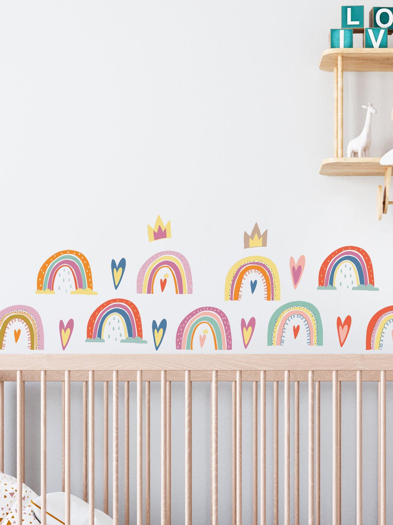 Walplus Colourful Hand-drawn Rainbows Wall Stickers For Nursery Kids Bedroom Decor
