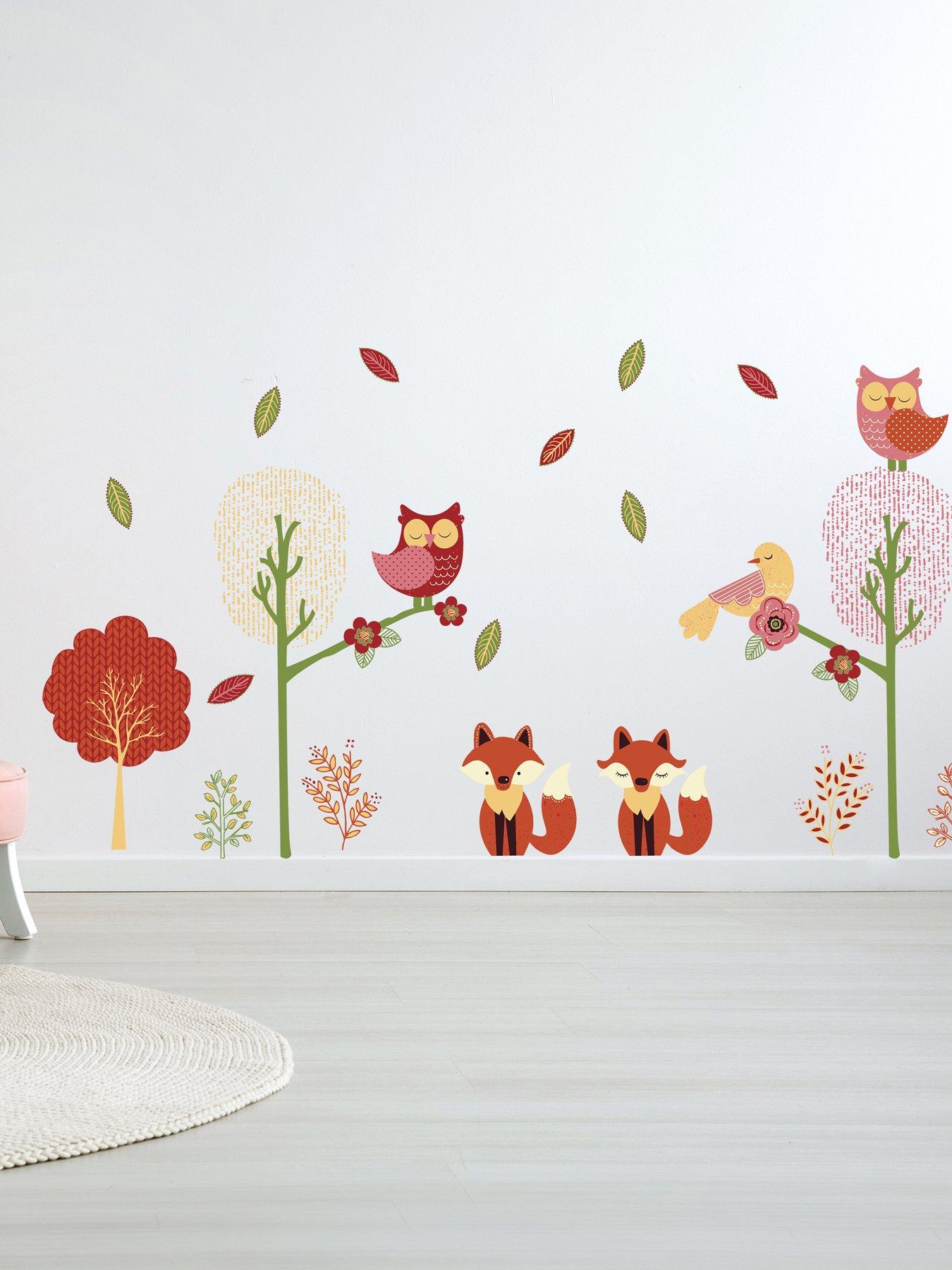 Walplus Fox Forest Animal Wall Stickers For Kids Nursery Bedroom Woodland Decor