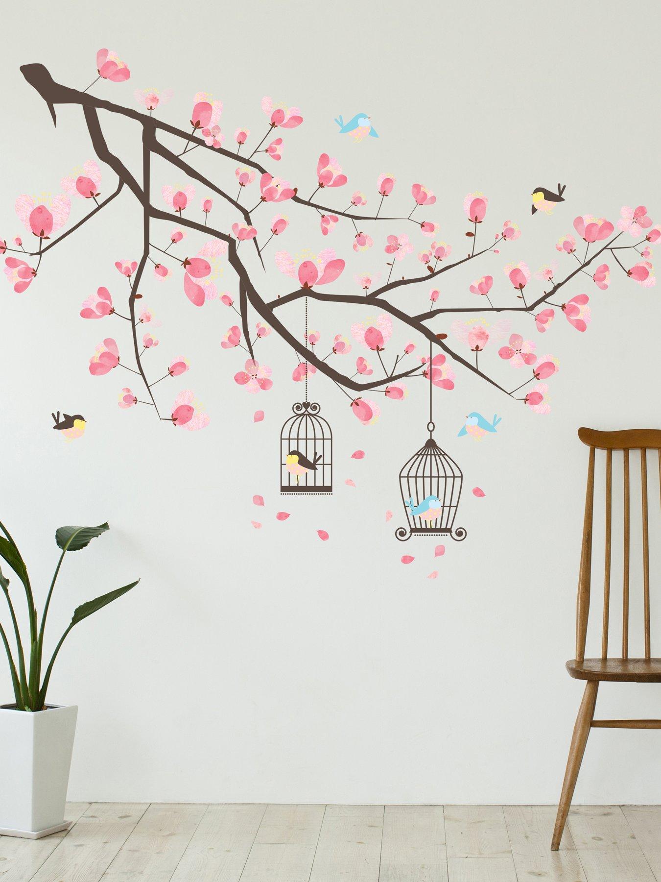 Image 1 of 4 of Walplus Cherry Blossom Branch Wall Sticker Floral Tree Decor For Bedroom Living Room