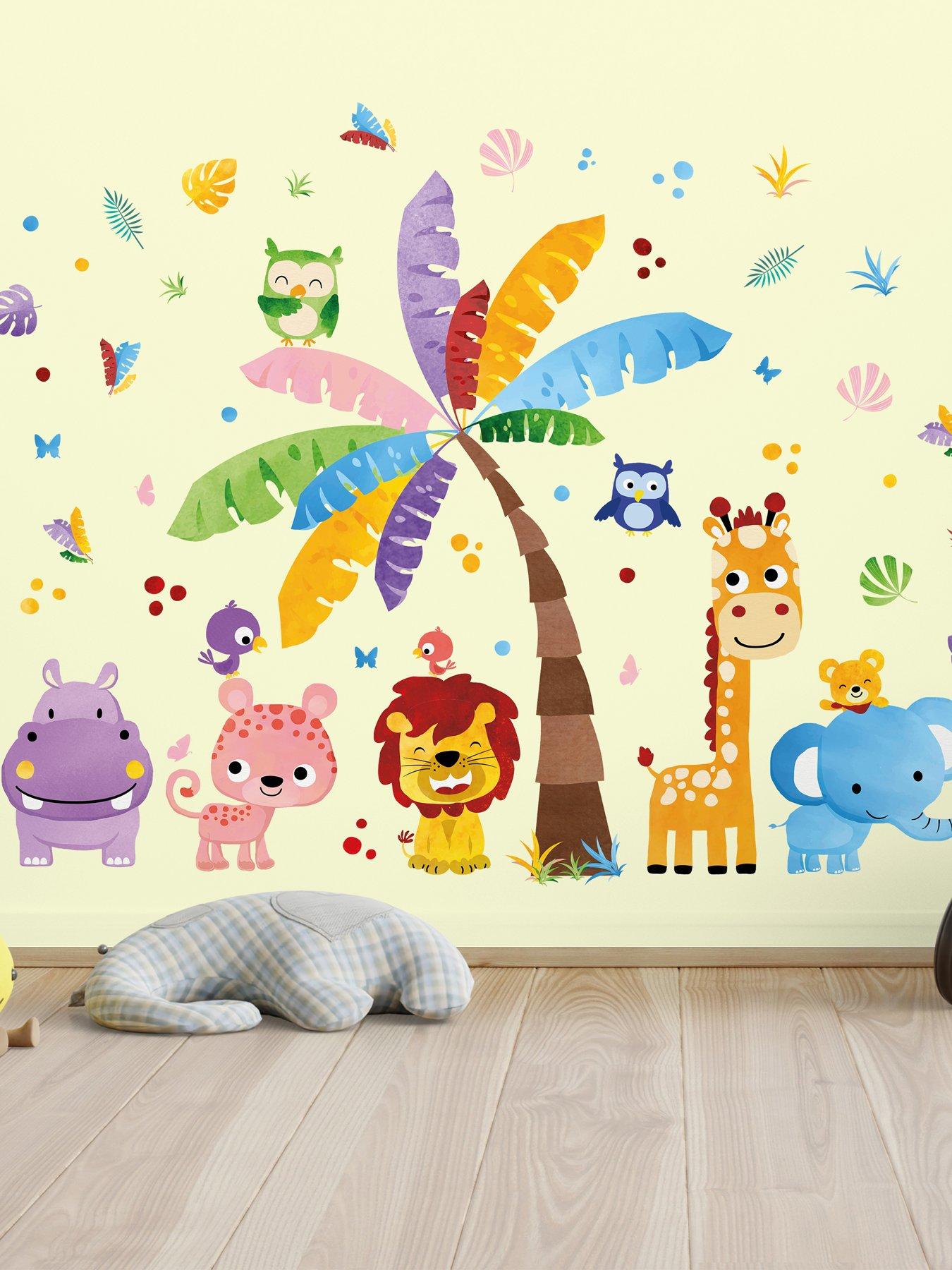 Image 3 of 7 of Walplus Colourful Jungle With Happy Animals Wall Stickers For Kids Nursery Bedroom Decor