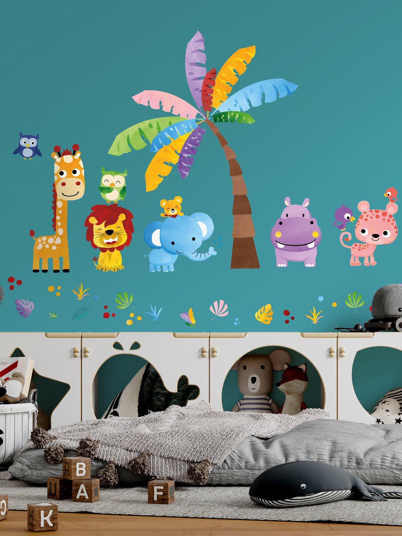 Image 4 of 7 of Walplus Colourful Jungle With Happy Animals Wall Stickers For Kids Nursery Bedroom Decor