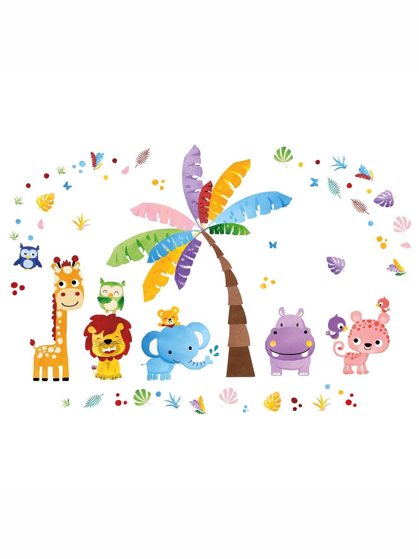 Image 5 of 7 of Walplus Colourful Jungle With Happy Animals Wall Stickers For Kids Nursery Bedroom Decor