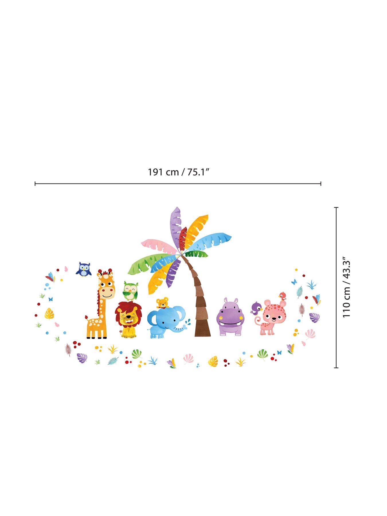 Image 6 of 7 of Walplus Colourful Jungle With Happy Animals Wall Stickers For Kids Nursery Bedroom Decor