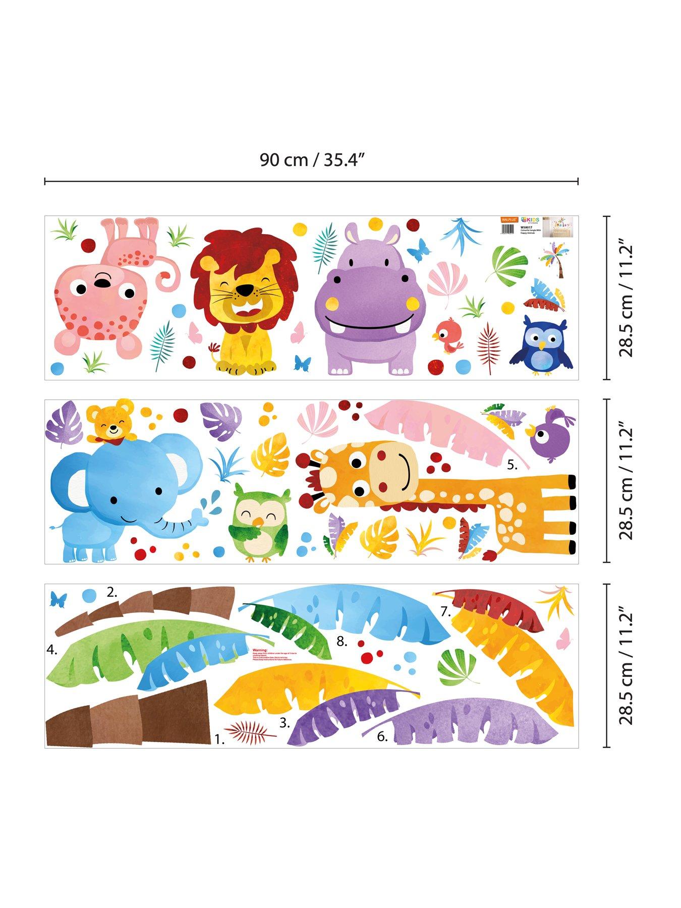 Image 7 of 7 of Walplus Colourful Jungle With Happy Animals Wall Stickers For Kids Nursery Bedroom Decor