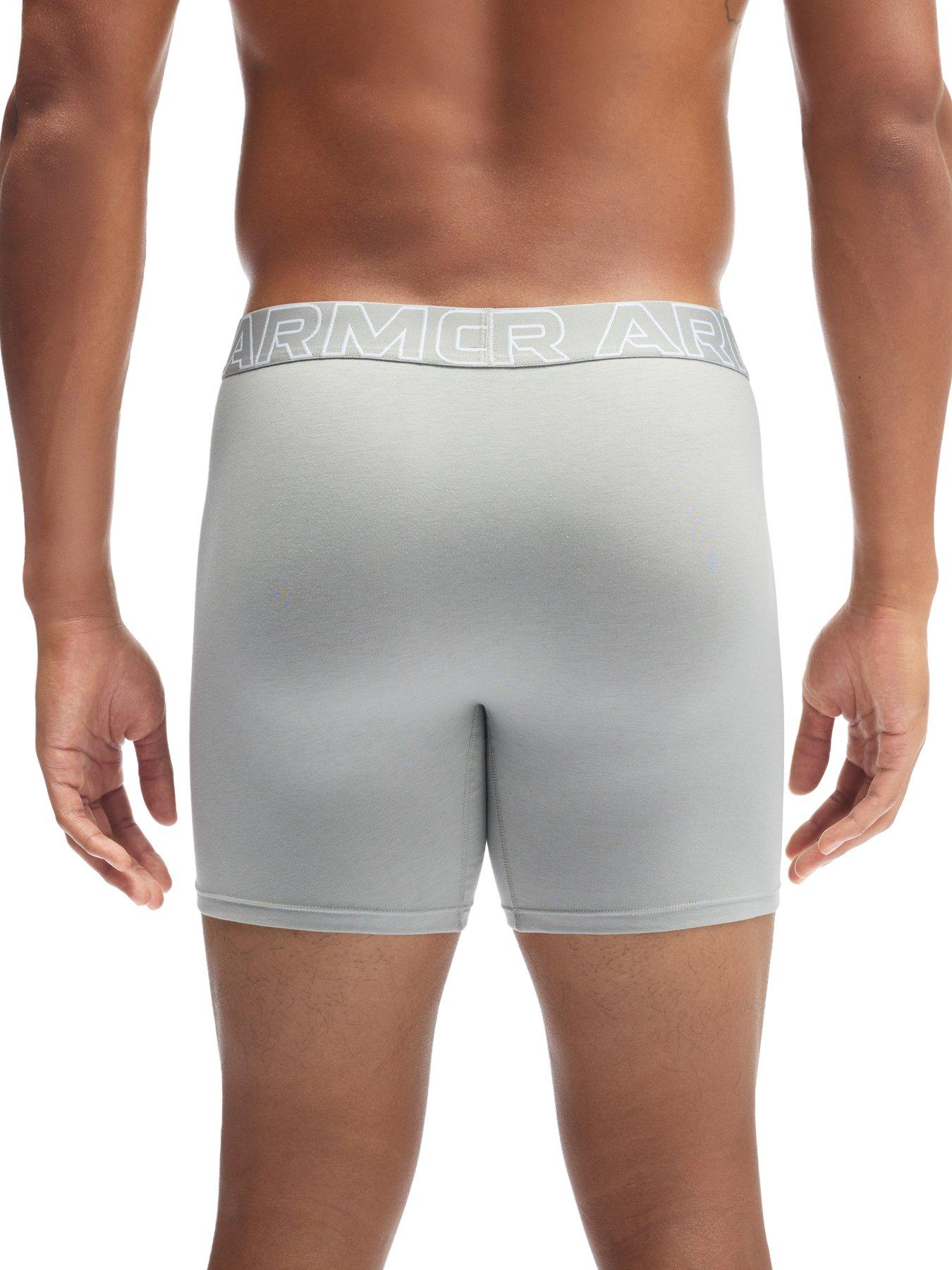 Image 5 of 5 of UNDER ARMOUR Mens Performance Cotton Boxers - Solid 6-Inch 3-Pack - Black/Grey/Dark-Red