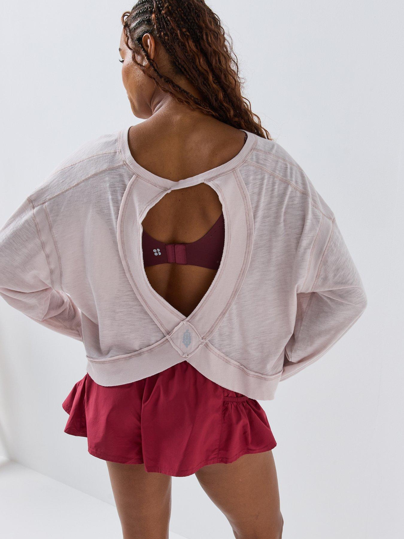 Image 6 of 6 of FP Movement Womens Training Open Back Cropped Long Sleeve T-Shirt - Pink