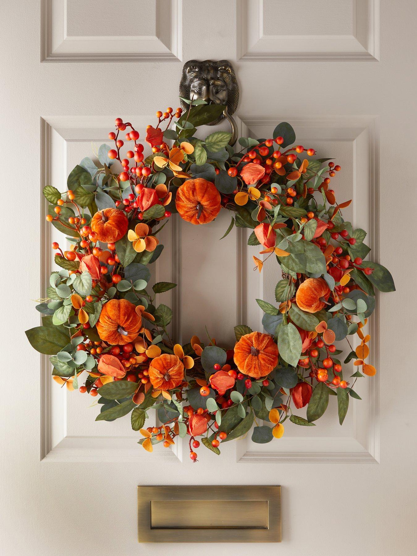 Image 1 of 7 of Scottish Everlastings Orange Pumpkin Wreath - 60cm