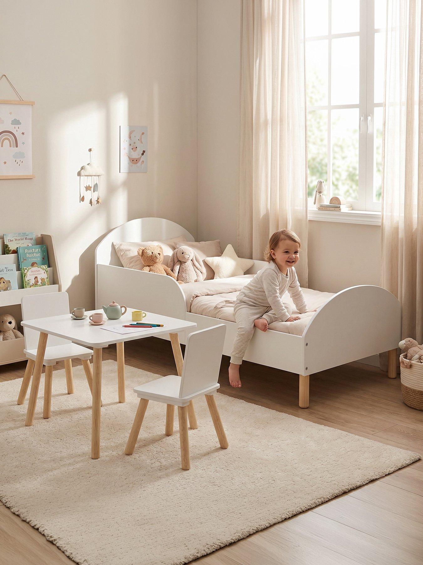 Image 4 of 7 of Liberty House Toddler bed and table and two chairs - white