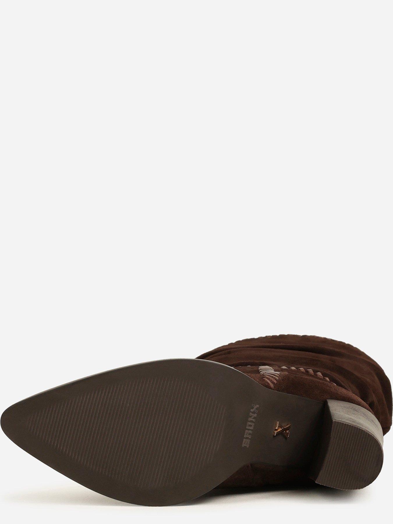 Image 5 of 7 of Bronx Americana Metal Toe Detail Block Heel Ankle Boot - Black